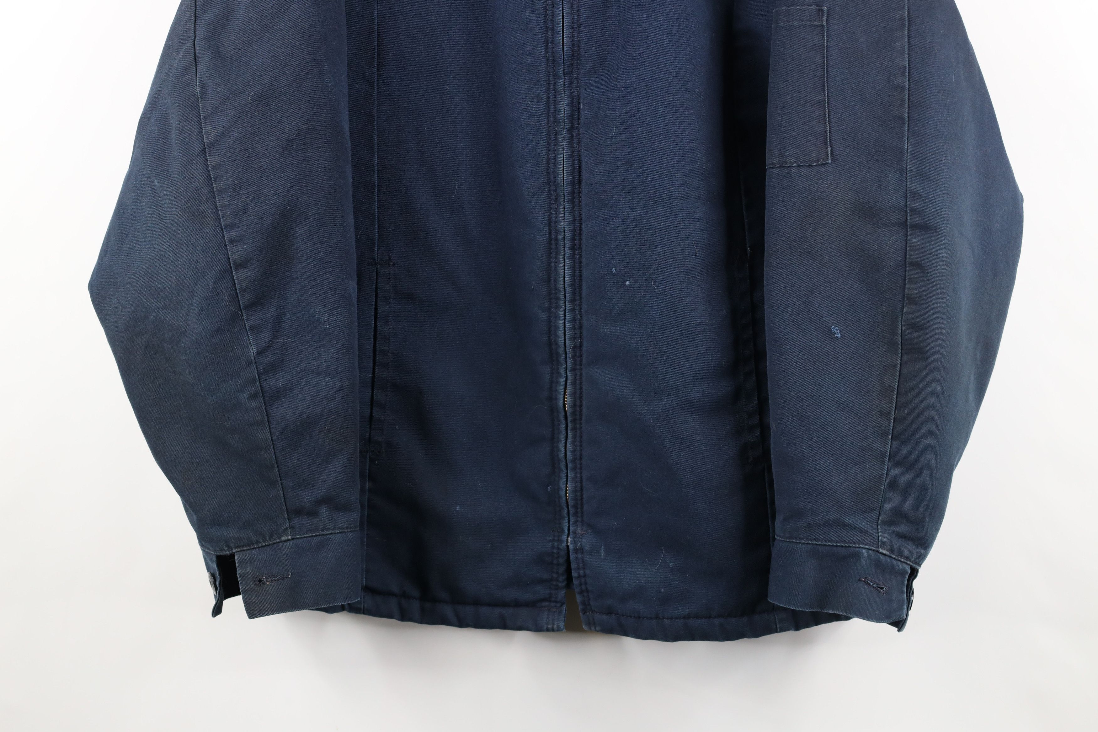 Vintage Vintage 90s Streetwear Quilted Work Mechanic Jacket Blue Size US L / EU 52-54 / 3 - 3 Thumbnail
