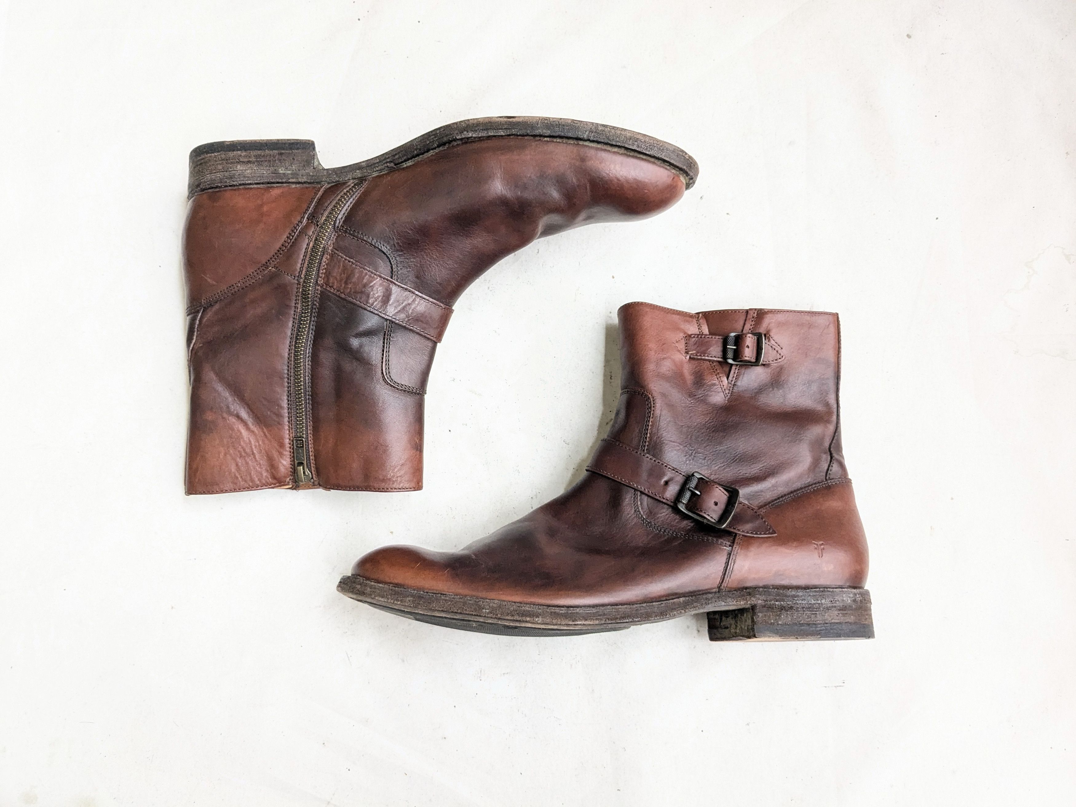 Frye Frye Engineer Boots Brown Leather 13 D Leather Buckle Punk Size US 13 / EU 46 - 1 Thumbnail