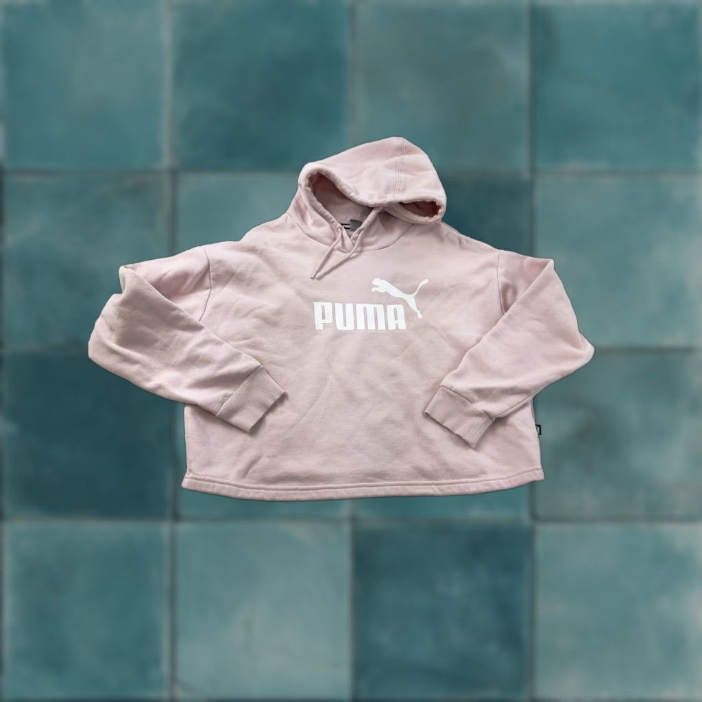 Puma PUMA Hoodie Women M Pink Cropped Sweatshirt Pullover Activewear Cotton Cropped Hoodie Pink Women M Size M / US 6-8 / IT 42-44 - 1 Thumbnail