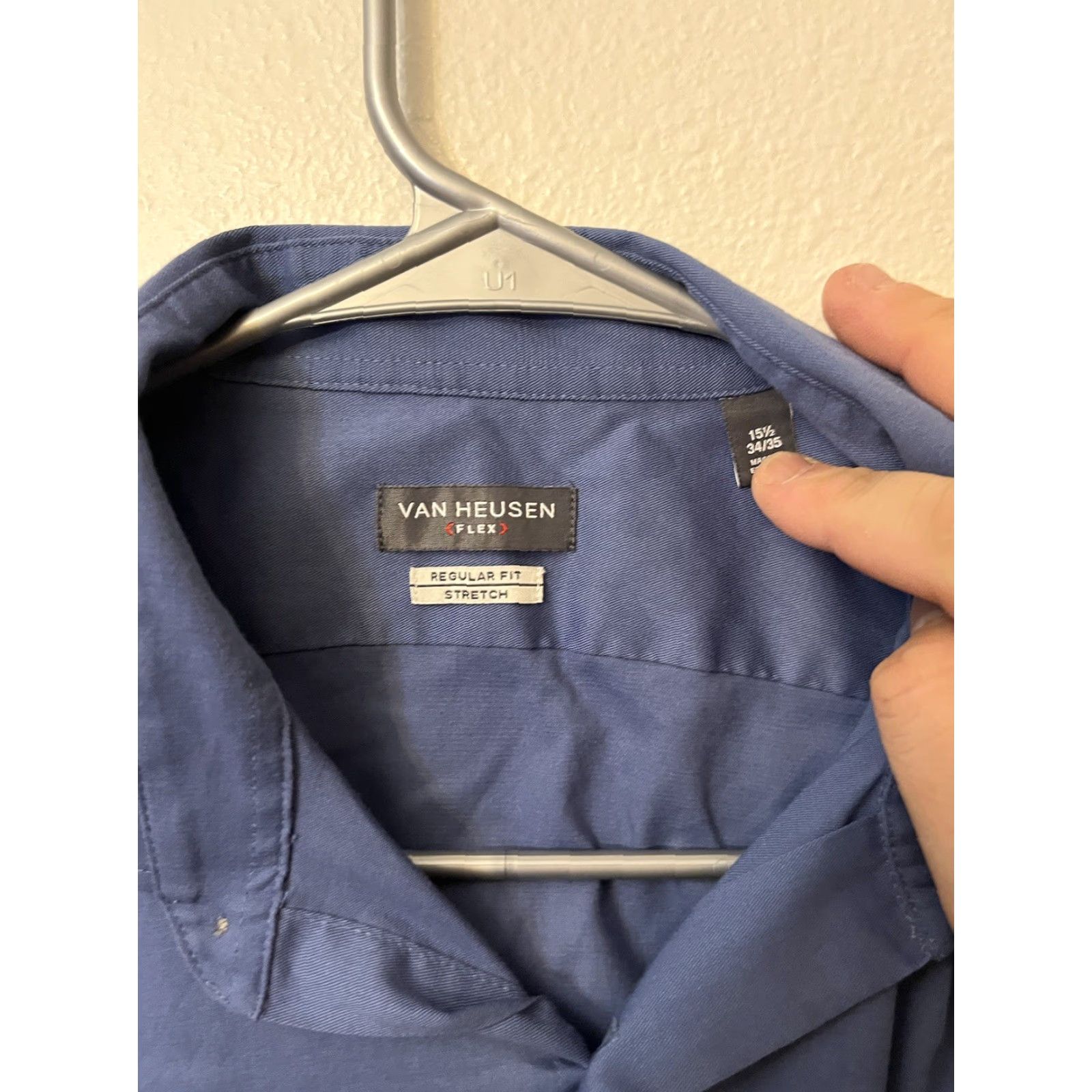 Van Heusen Van Heusen Button-Up Mens Shirt Blue 15.5 Regular Fit Long Sleeve Cotton Blend Pocketed Casual Business Workwear Regular Mens Size US M / EU 48-50 / 2 - 2 Thumbnail