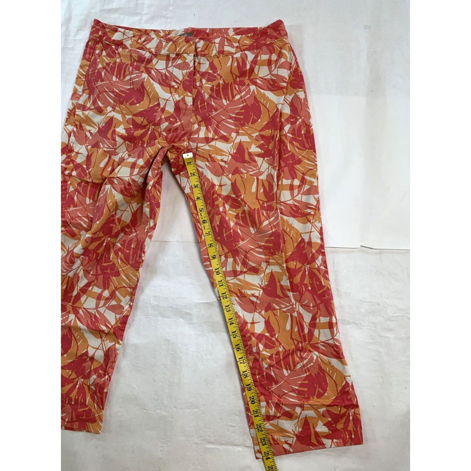 J. Jill VINTAGE J. Jill Pants Womens 14 Tall Pink Stretch Leaf Print Boho Career Resort Vacation Size 36" / US 14 / IT 50 - 6 Thumbnail