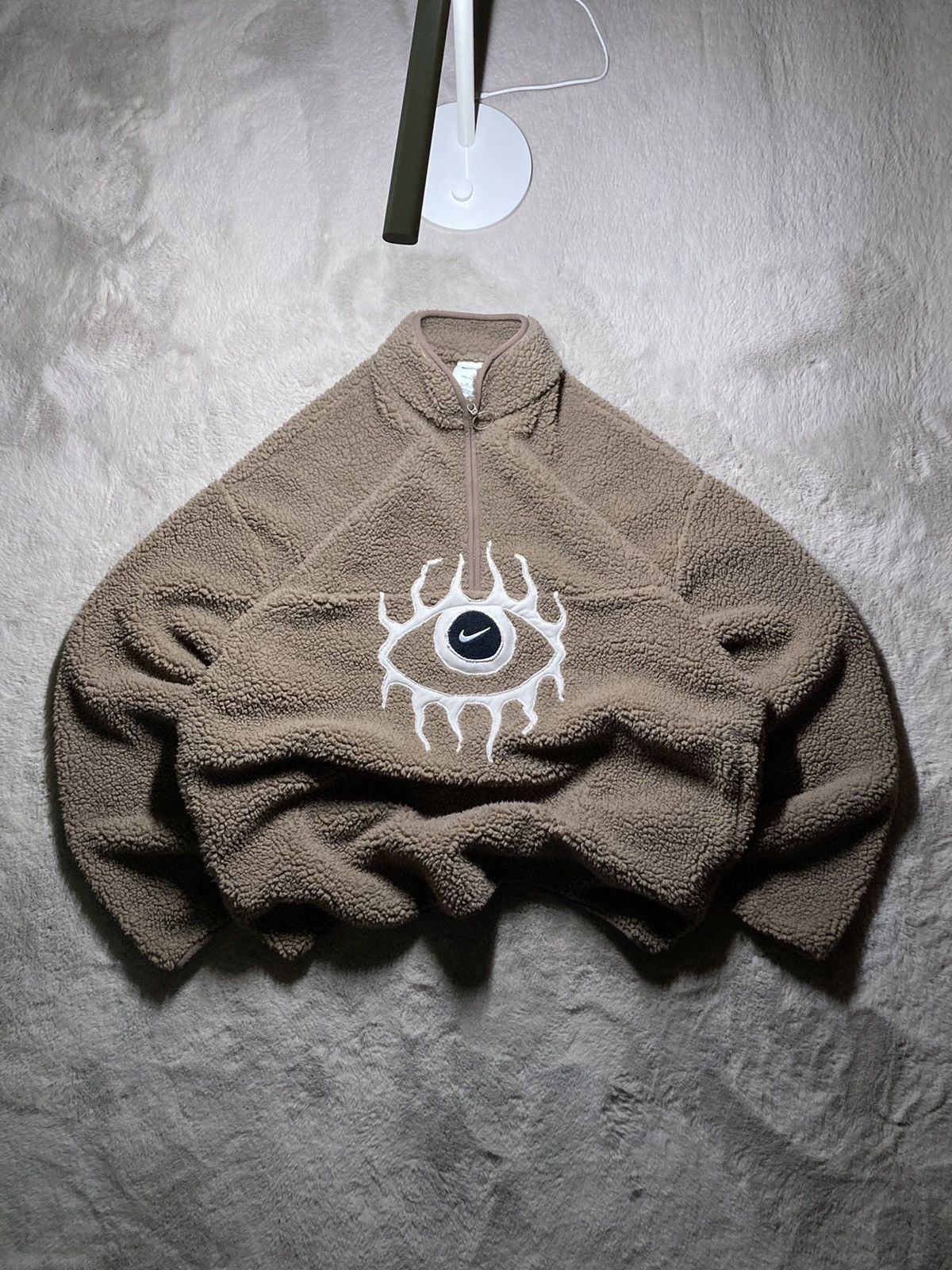Nike × Vintage ⛩️Nike 1/3zip custom eye fleece vintage y2k big logo brown Size US L / EU 52-54 / 3 - 2 Thumbnail