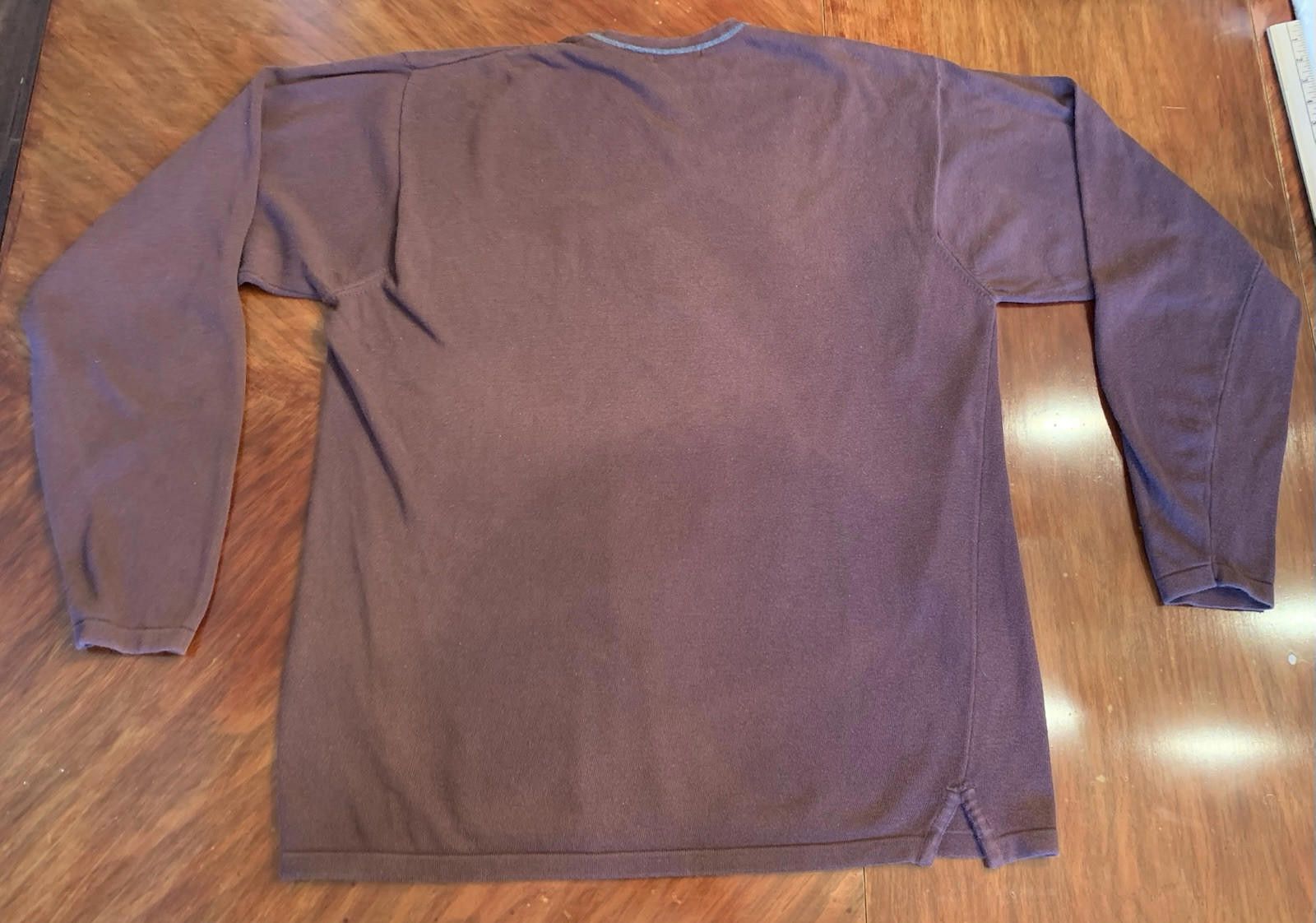 Izod Men's IZOD XLT V-neck 100% Cotton Burgundy Sweater Size US XL / EU 56 / 4 - 2 Thumbnail