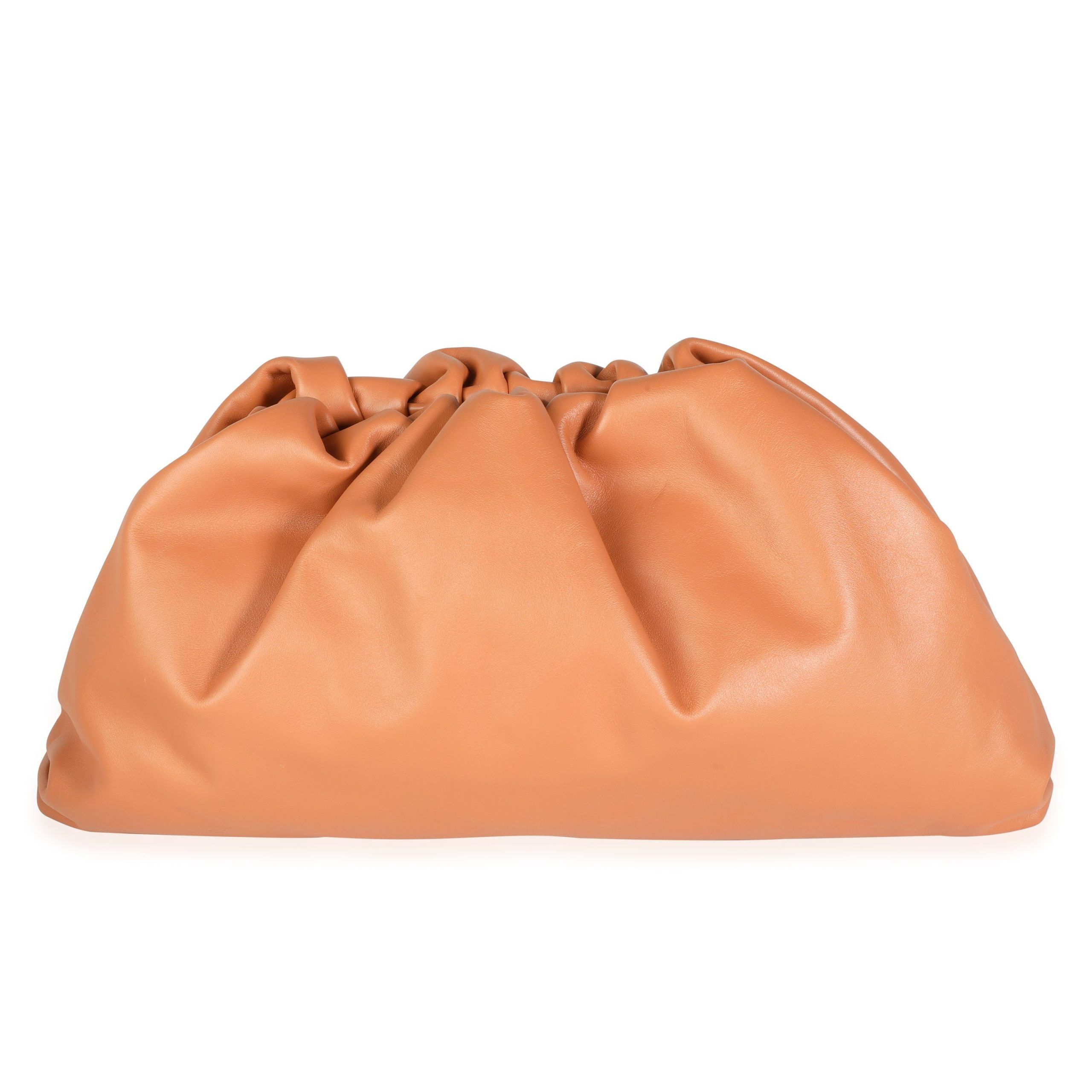 image of Bottega Veneta Tan Calfskin Leather Pouch in Beige, Women's