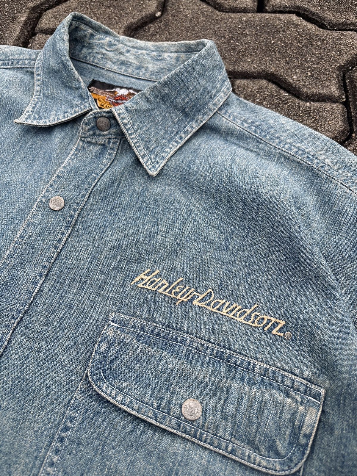 Harley Davidson Vintage Harley-Davidson Biker Denim Shirt Rider Size US XL / EU 56 / 4 - 7 Thumbnail