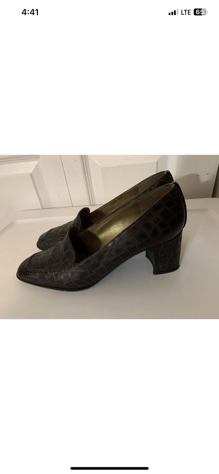 Stuart Weitzman Stuart weitzman womens sz 8.5AA croc print chocolate heels Size US 8.5 / IT 38.5 - 7 Thumbnail