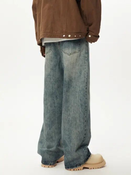 Japanese Brand × Jean Pants American style distressed men's street wide-leg jeans Size US 32 / EU 48 - 3 Thumbnail