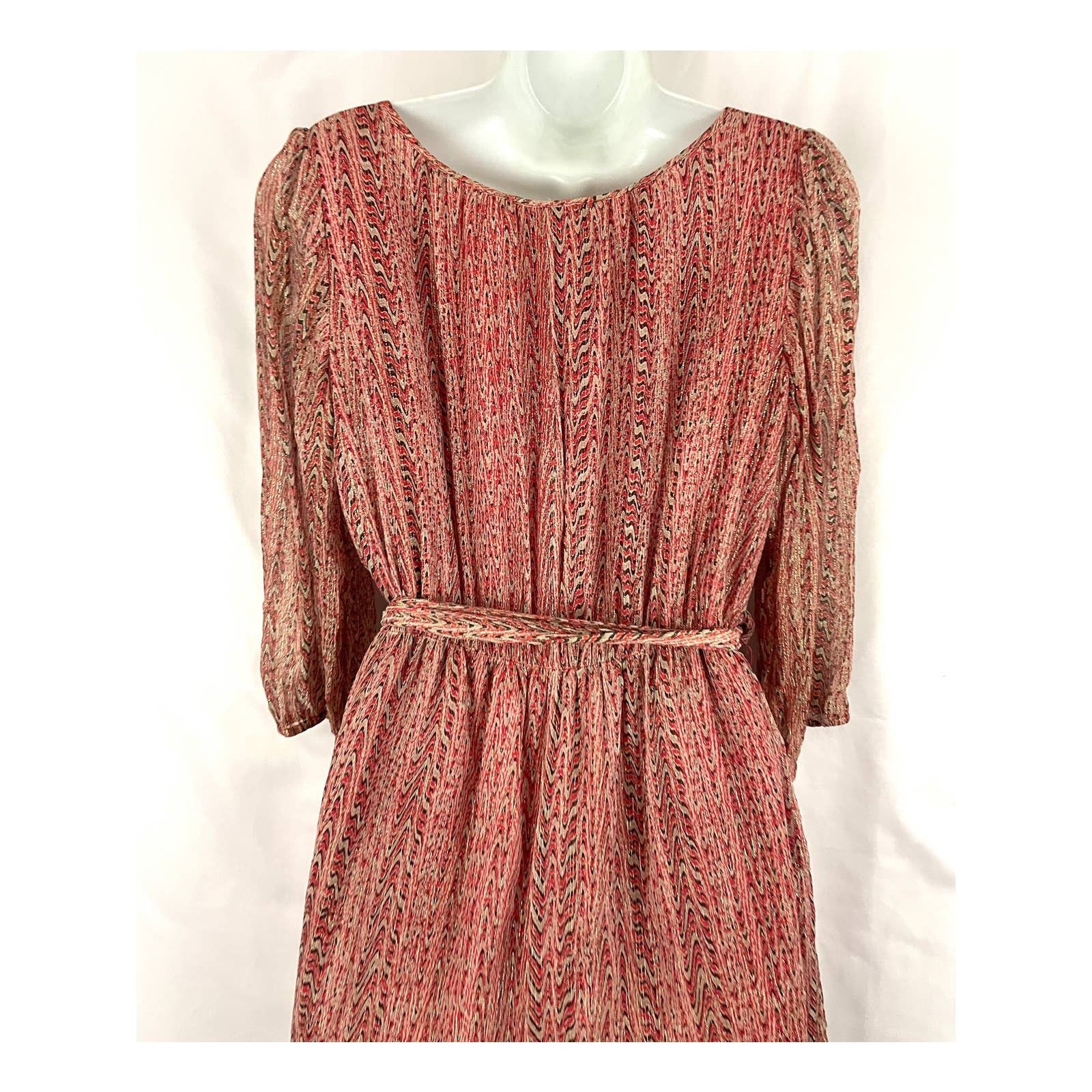 Armani Exchange Armani Exchange AX Silk Abstract Metallic Dress Sz 4 Size S / US 4 / IT 40 - 6 Thumbnail