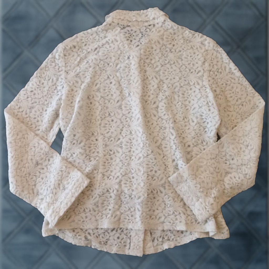 J. Jill J. Jill Shirt Womens S Ivory Floral Lace Long Sleeve Button Up Sheer Size S / US 4 / IT 40 - 1 Thumbnail