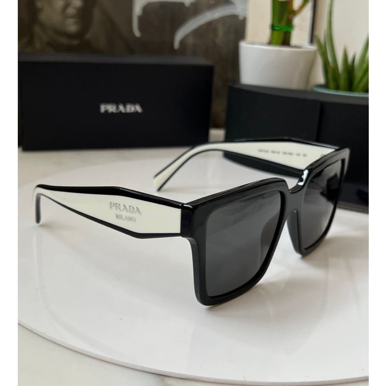image of New Prada Pr24Zs Sunglasses In Black White, Women's