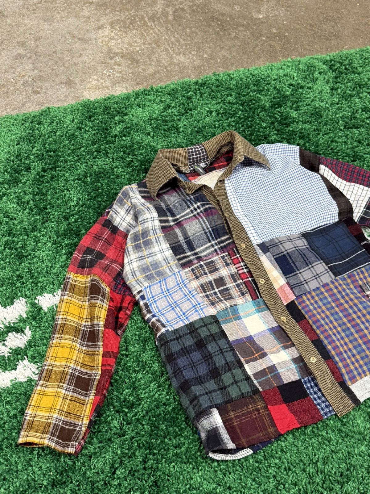 Other Strange Patchwork Patch Flannel Shirt Small Clown Pied Size US S / EU 44-46 / 1 - 2 Thumbnail