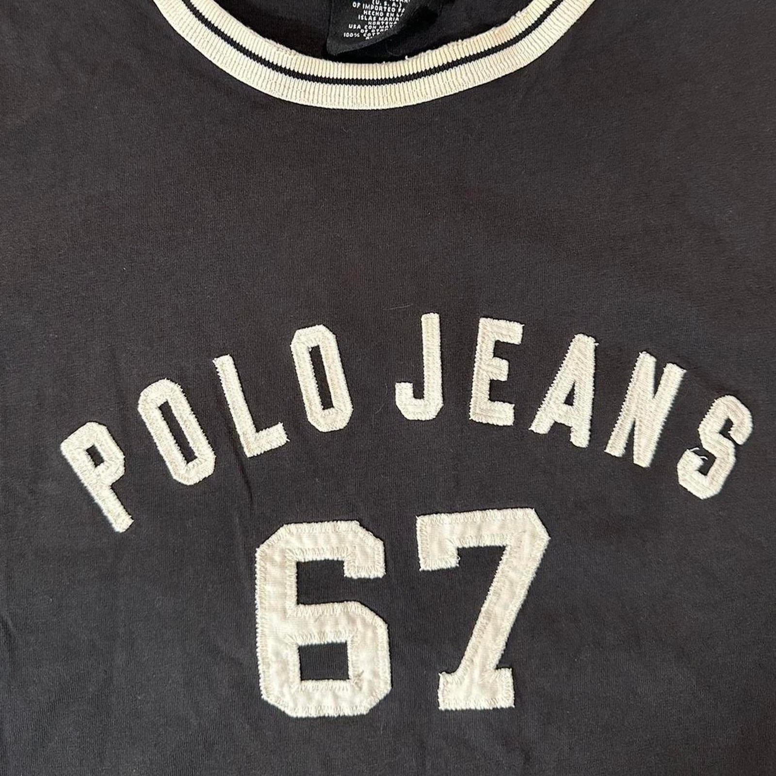 Polo Ralph Lauren Vintage Polo Jeans Black Ringer T Shirt Size US XL / EU 56 / 4 - 2 Thumbnail
