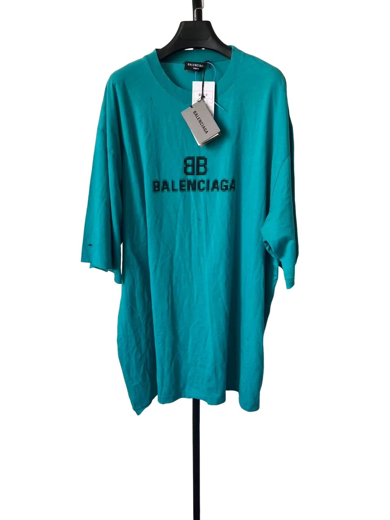 Balenciaga Balenciaga Mosaic Blurred Logo Distressed T-Shirt L Size US L / EU 52-54 / 3 - 1 Thumbnail