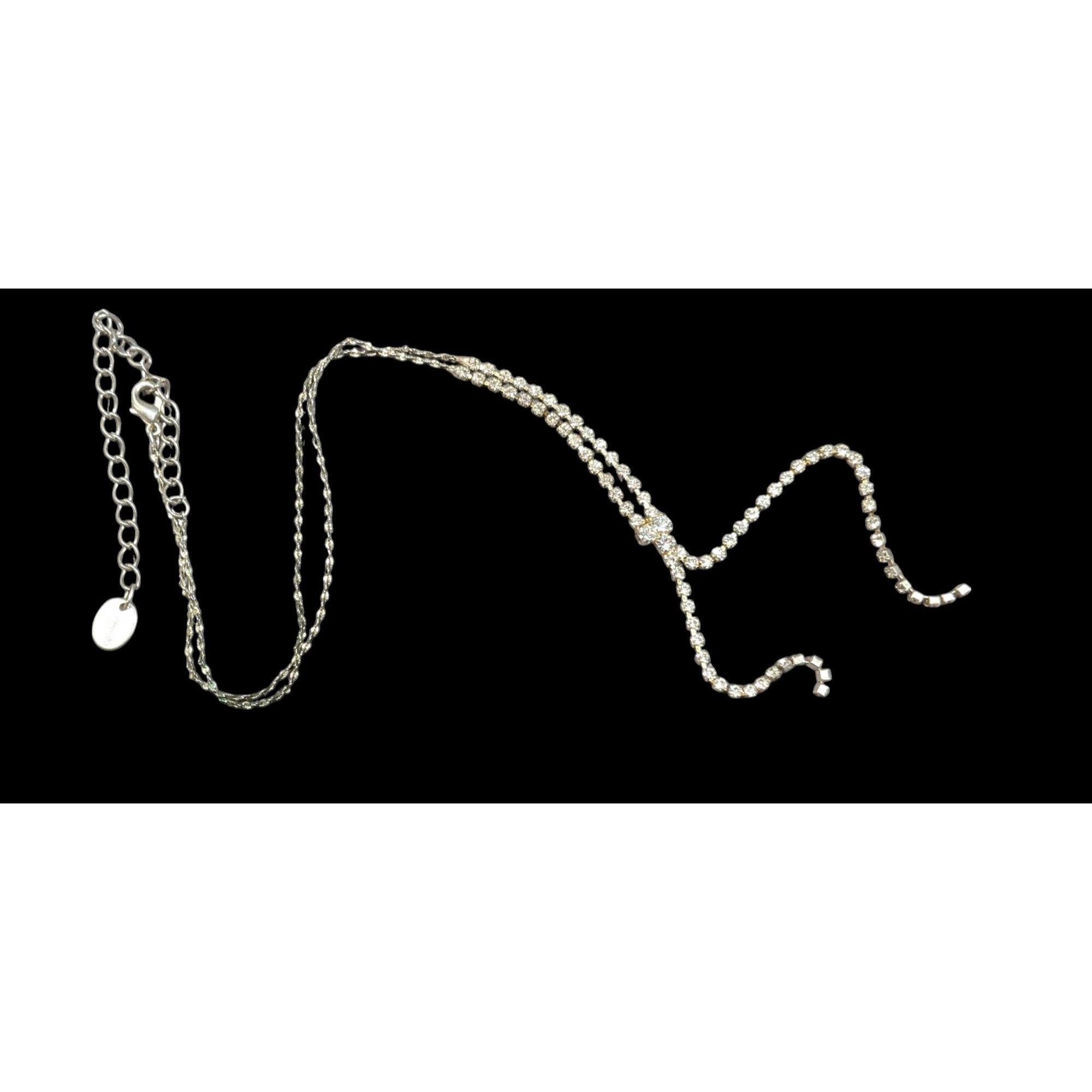 Other Claire's Y2K Rhinestone Silver Tone Y Drop Prom Necklace Size ONE SIZE - 1 Thumbnail