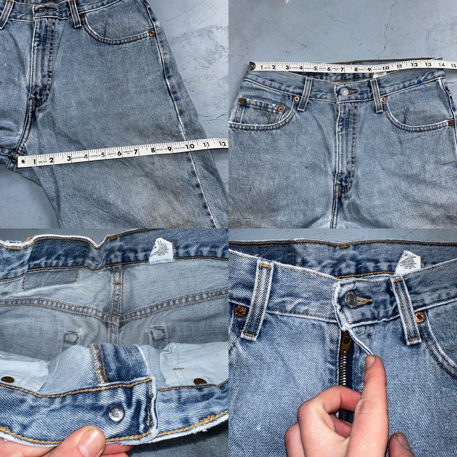 Levi's VINTAGE Levi's 505 Jeans Mens Blue Light Wash 30x34 Straight Leg 90s USA Columbia Denim Cotton Regular Inseam 34 28x33 Ac Closure Button Size US 30 / EU 46 - 8 Thumbnail