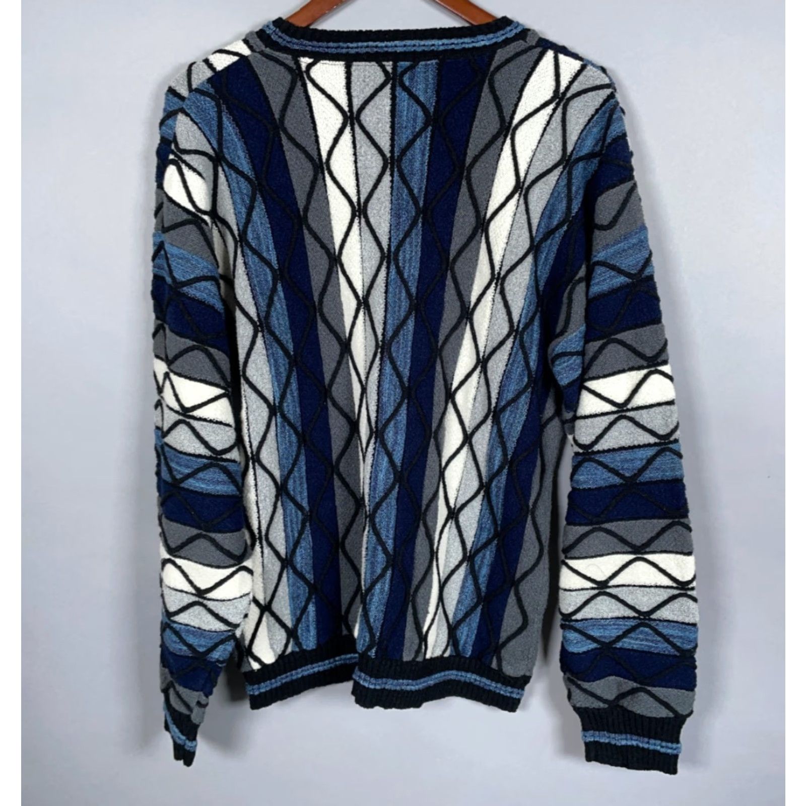 Coogi VINTAGE Protege COOGI Style Sweater Mens Large Black Blue Textured Knit Cosby Crewneck Size US L / EU 52-54 / 3 - 2 Thumbnail