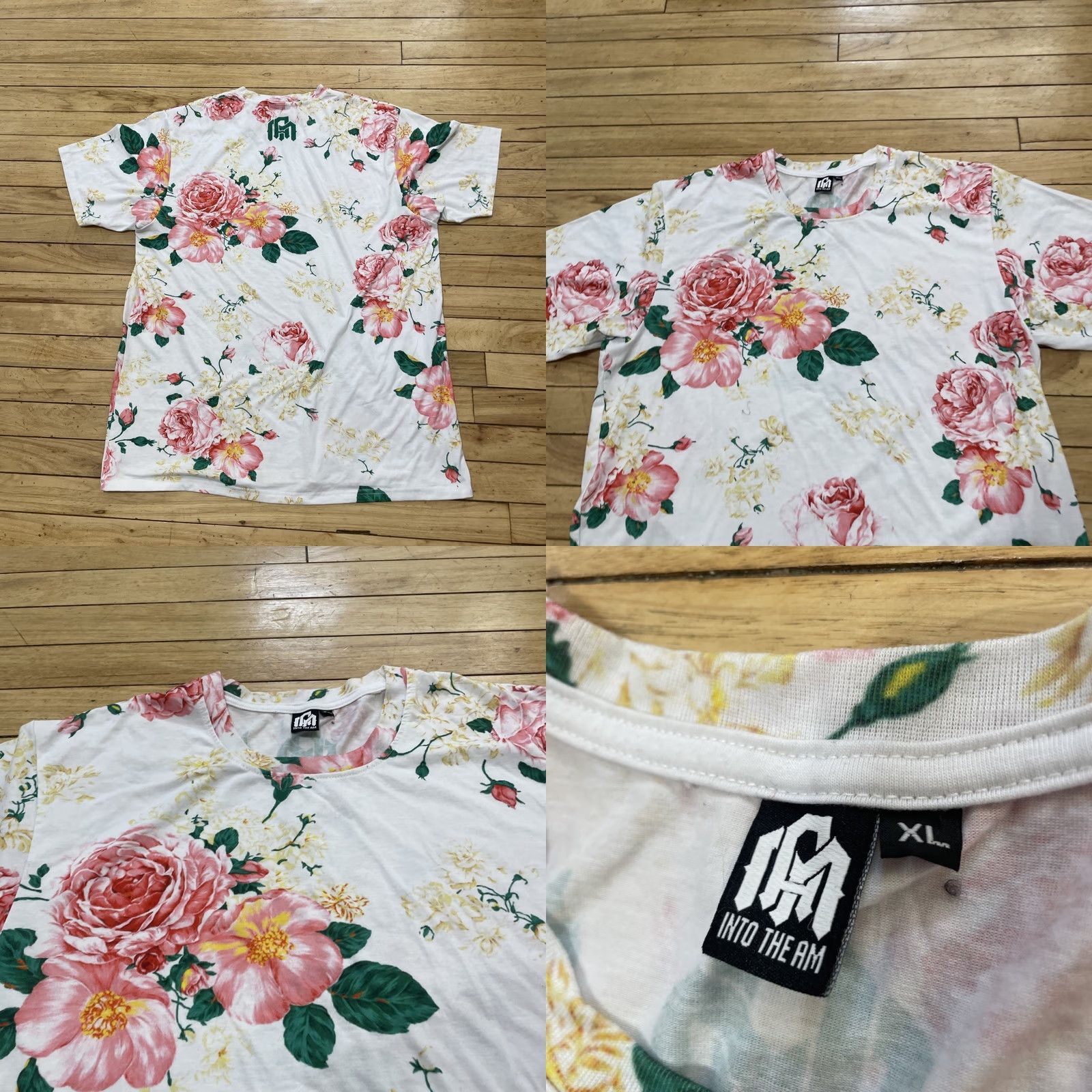 ALOHAS Into the AM T Shirt Men XL Floral White Pink Green Club Aloha Graphic Tee 44" Size US XL / EU 56 / 4 - 9 Thumbnail