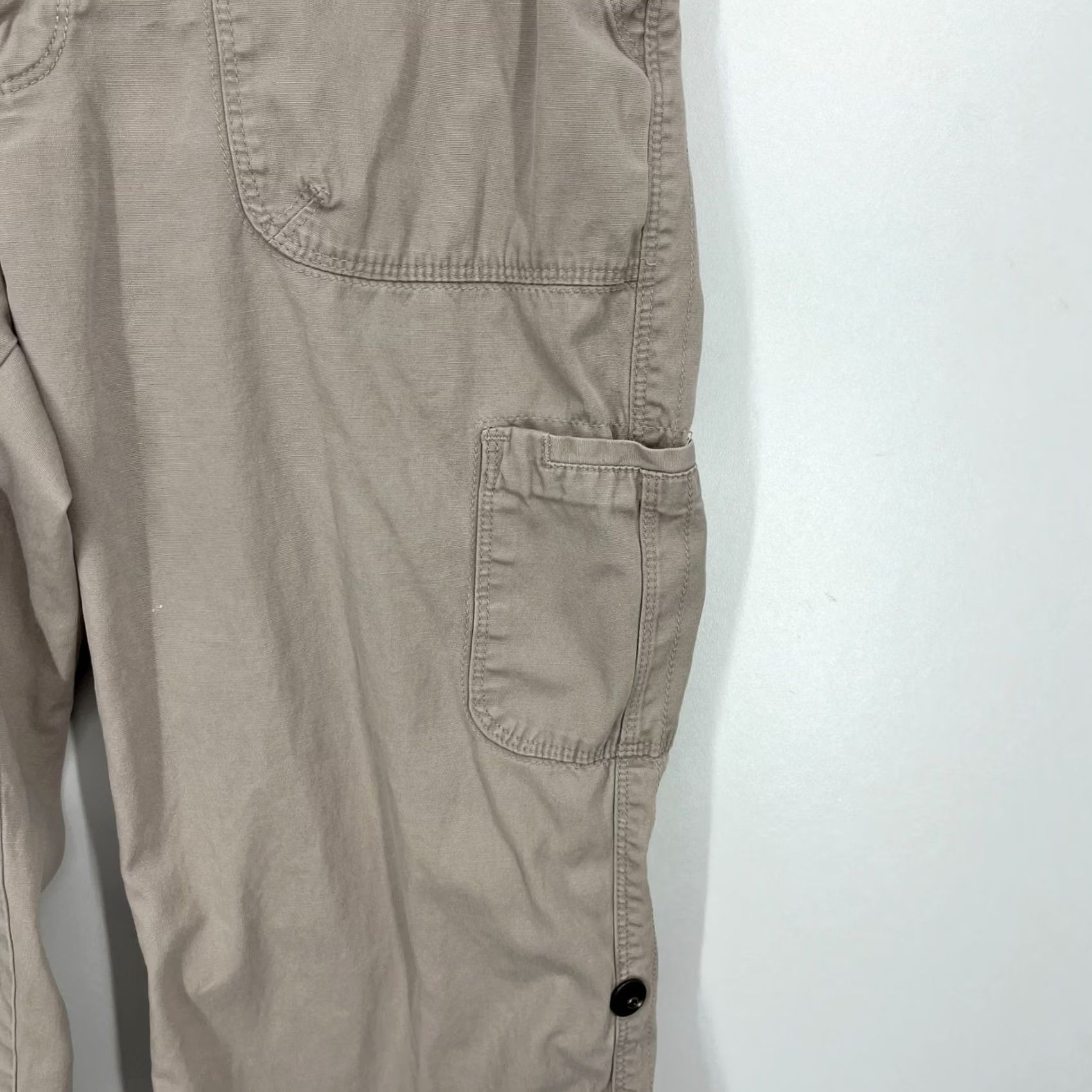 Lee Lee Capri Pants Women's Regular Beige Pockets Capri 20.5in Inseam Mid Rise 9.5in Straight 31 Waist Cotton Blend Beach Casual 2000s Size 32" / US 10 / IT 46 - 4 Thumbnail