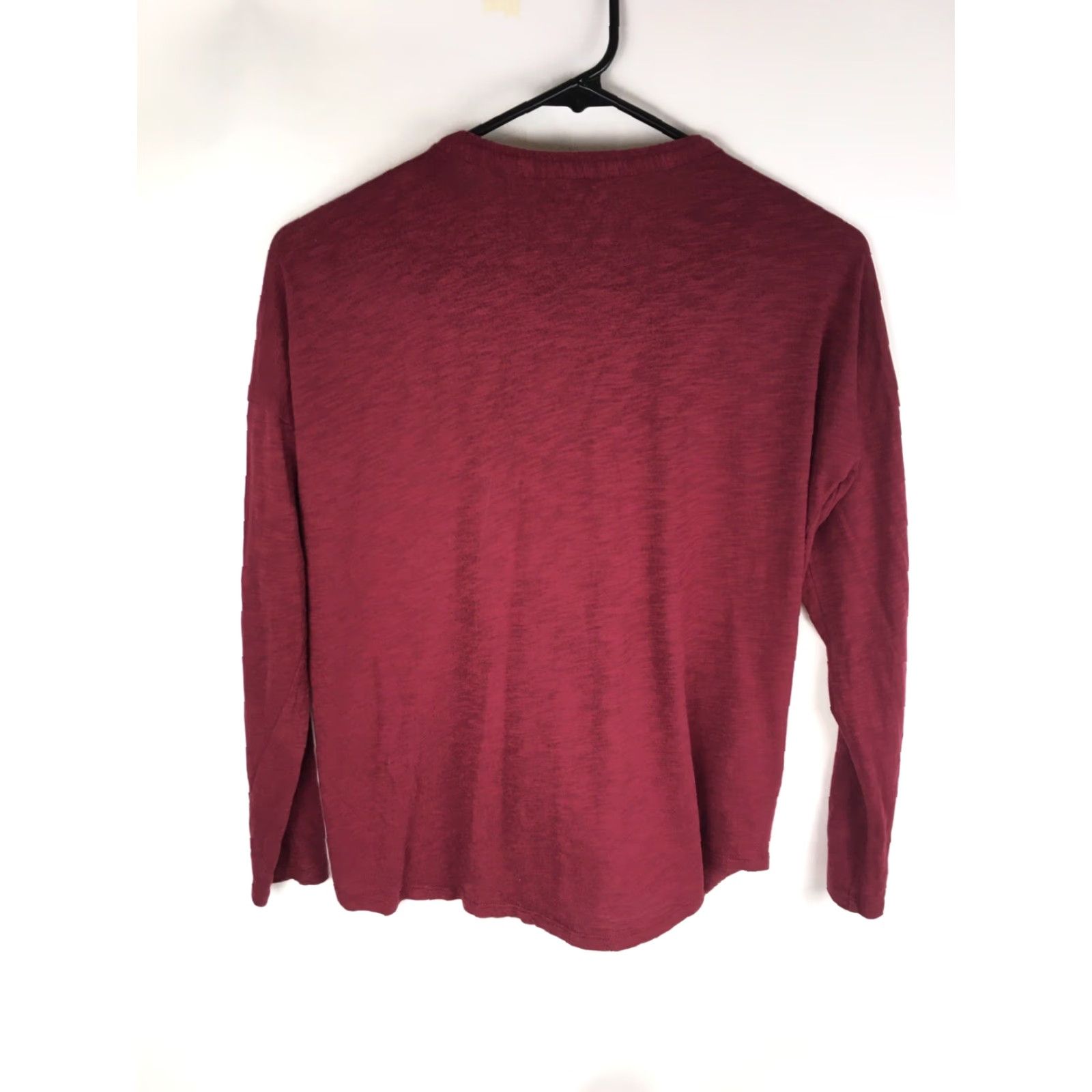 Eddie Bauer Eddie Bauer Shirt Women's XS Maroon Long Sleeve Tie Knot Button Down Pullover Top Regular Fit Knit Cotton Blend Maroon XS Womens Like New Size XS / US 0-2 / IT 36-38 - 2 Thumbnail