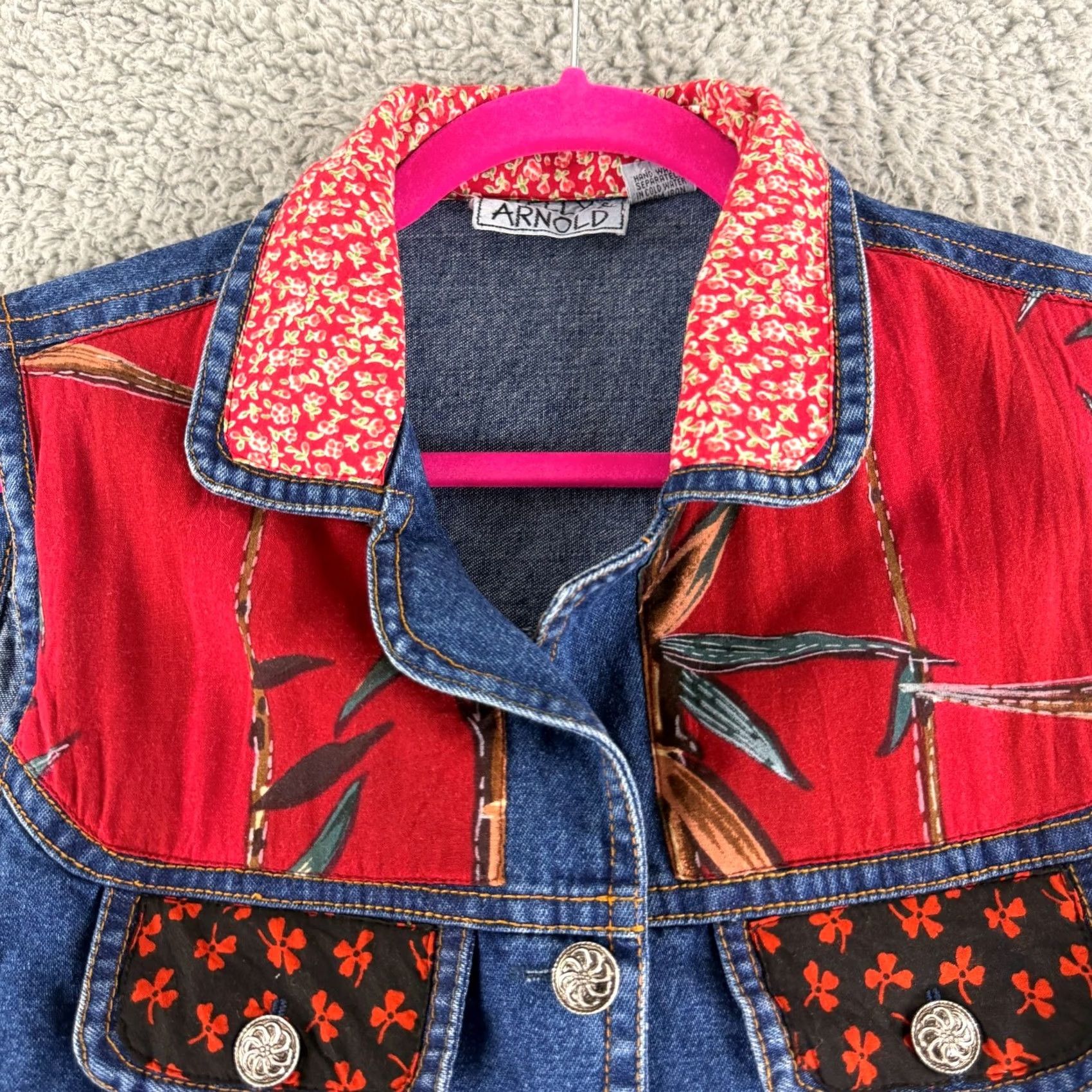 Vintage Shelly & Arnold Denim Vest, Boho Western Festival Style, Patchwork Blue Size M / US 6-8 / IT 42-44 - 2 Thumbnail