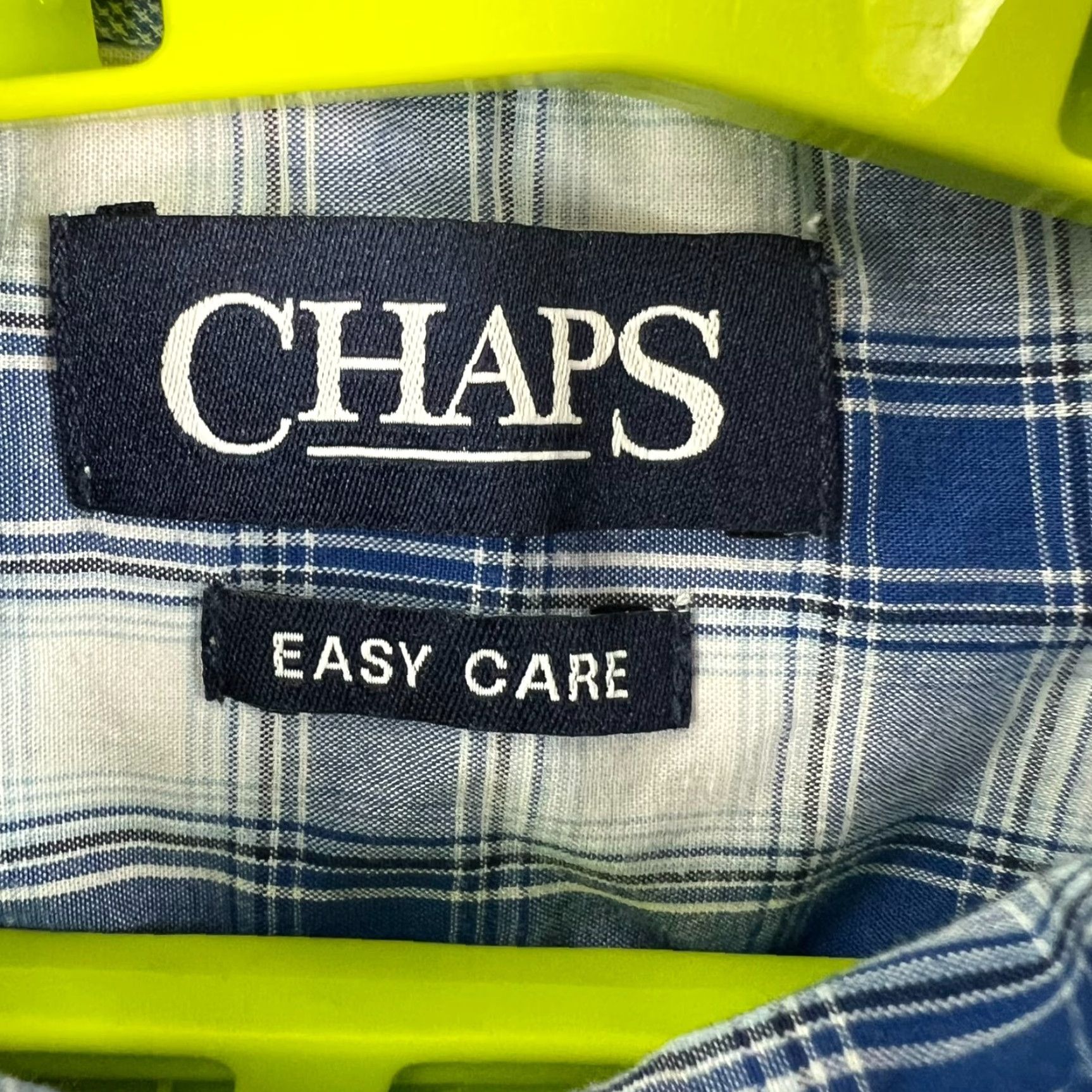 Chaps Chaps Shirt Button-Up Short Sleeve Blue/White Check Easy Care Mens L Size US L / EU 52-54 / 3 - 4 Thumbnail
