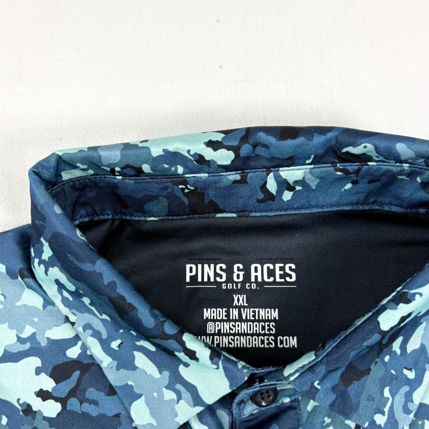 Vintage Aces Pins & Aces Polo Shirt Mens 2XL Blue Camo Golf Performance Stretch Shirt Size US XXL / EU 58 / 5 - 4 Thumbnail