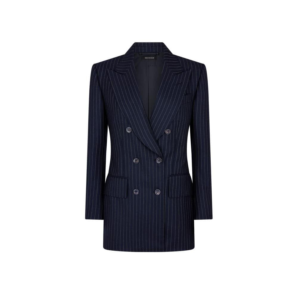 Tom Ford o1loc1c1125 GI2992 Striped Wool Flannel Bianca Jacket Blue Size XS / US 0-2 / IT 36-38 - 1 Thumbnail