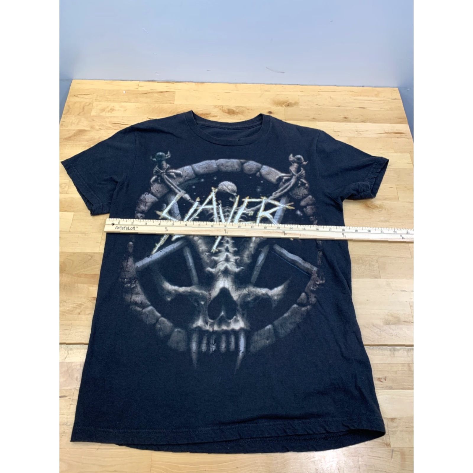 Vintage Slayer Divine Intervention T-Shirt 2014 20th Anniversary Mens S Black Cotton Short Sleeve Crew Neck Graphic Print Delta Ringspun 11087 Size US S / EU 44-46 / 1 - 6 Thumbnail