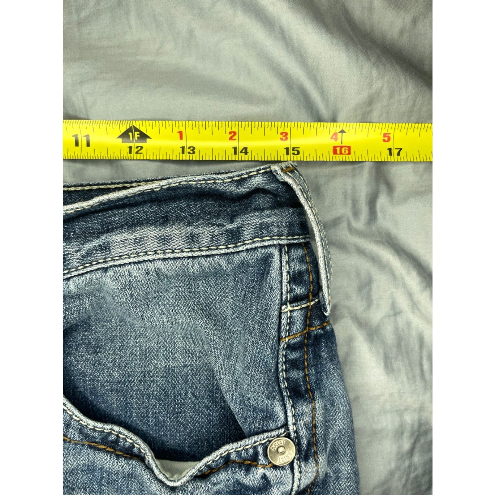Ariat Ariat M4 Low Rise Boot Jeans 5-Pocket Denim Size 30x30.5 Mens Blue Embroidered Pocket Belt Loops Logo Western Cowboy Regular Fit Size US 30 / EU 46 - 6 Thumbnail