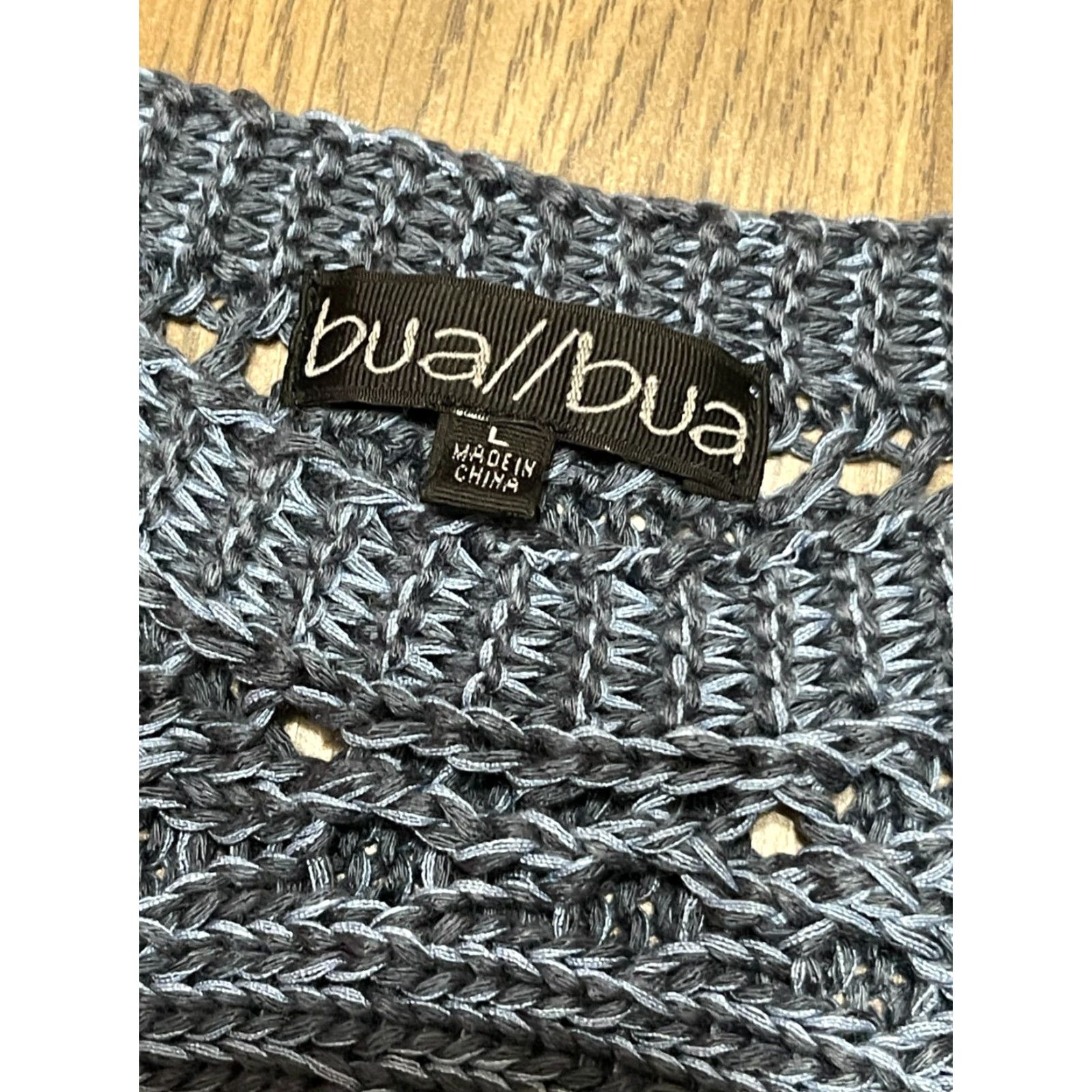 Vintage Bua Bua Shirt Women's Large Blue Knitted 3/4 Sleeve T-Shirt Pullover Casual Modern Knit Round Neck Regular Size L / US 10 / IT 46 - 7 Thumbnail
