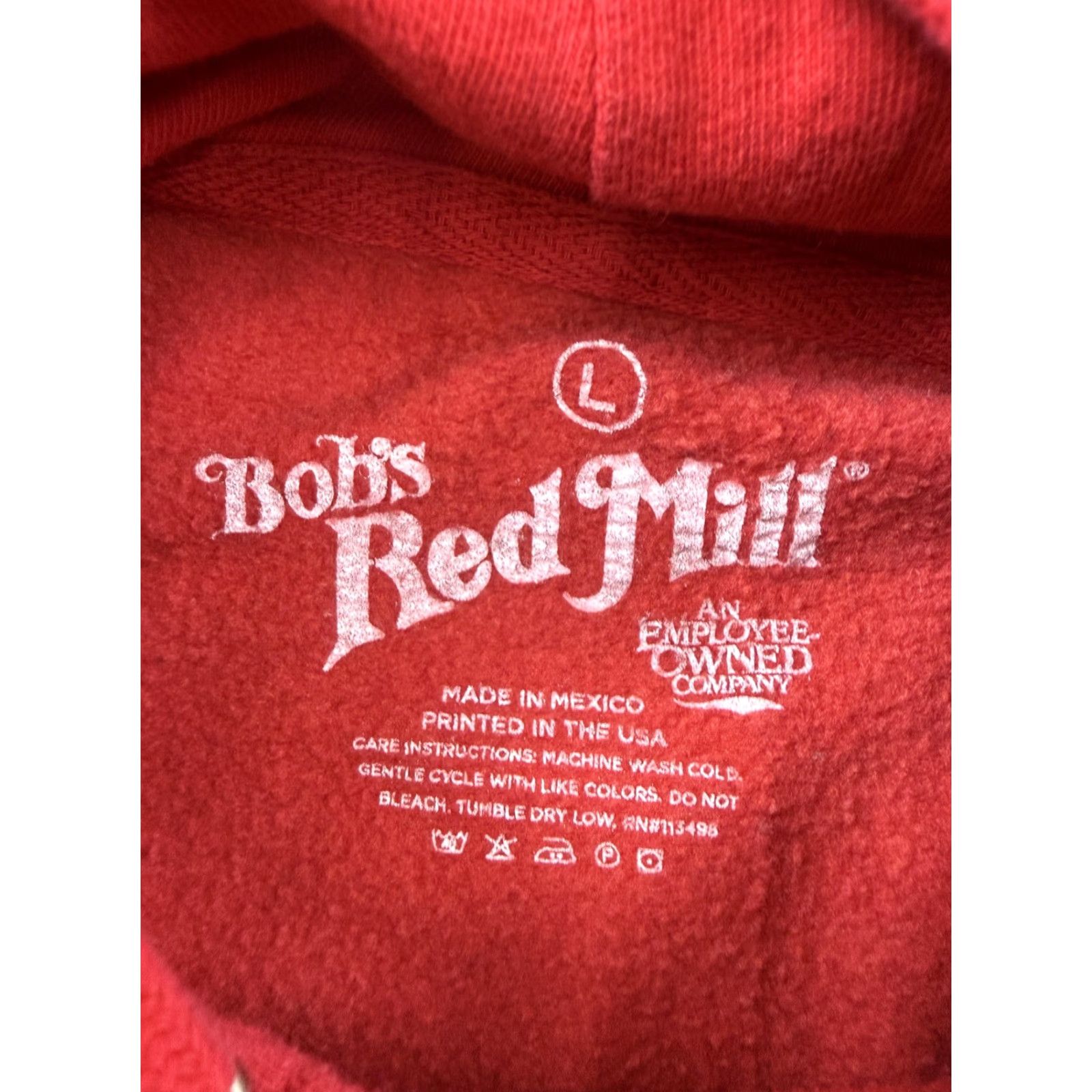 MILLY VINTAGE Bob's Red Mill Hoodie Sweatshirt Mens Large Red Graphic Fleece Pullover Logo Size US L / EU 52-54 / 3 - 3 Thumbnail
