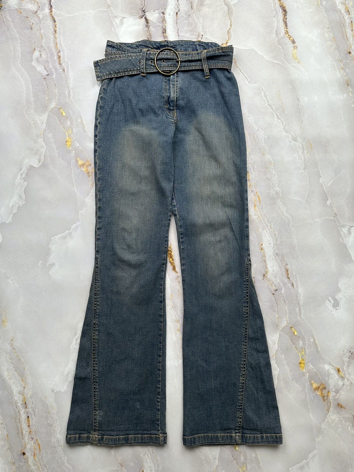 Japanese Brand Vintage Flared Jeans With Belt Size 27" / US 4 / IT 40 - 1 Thumbnail