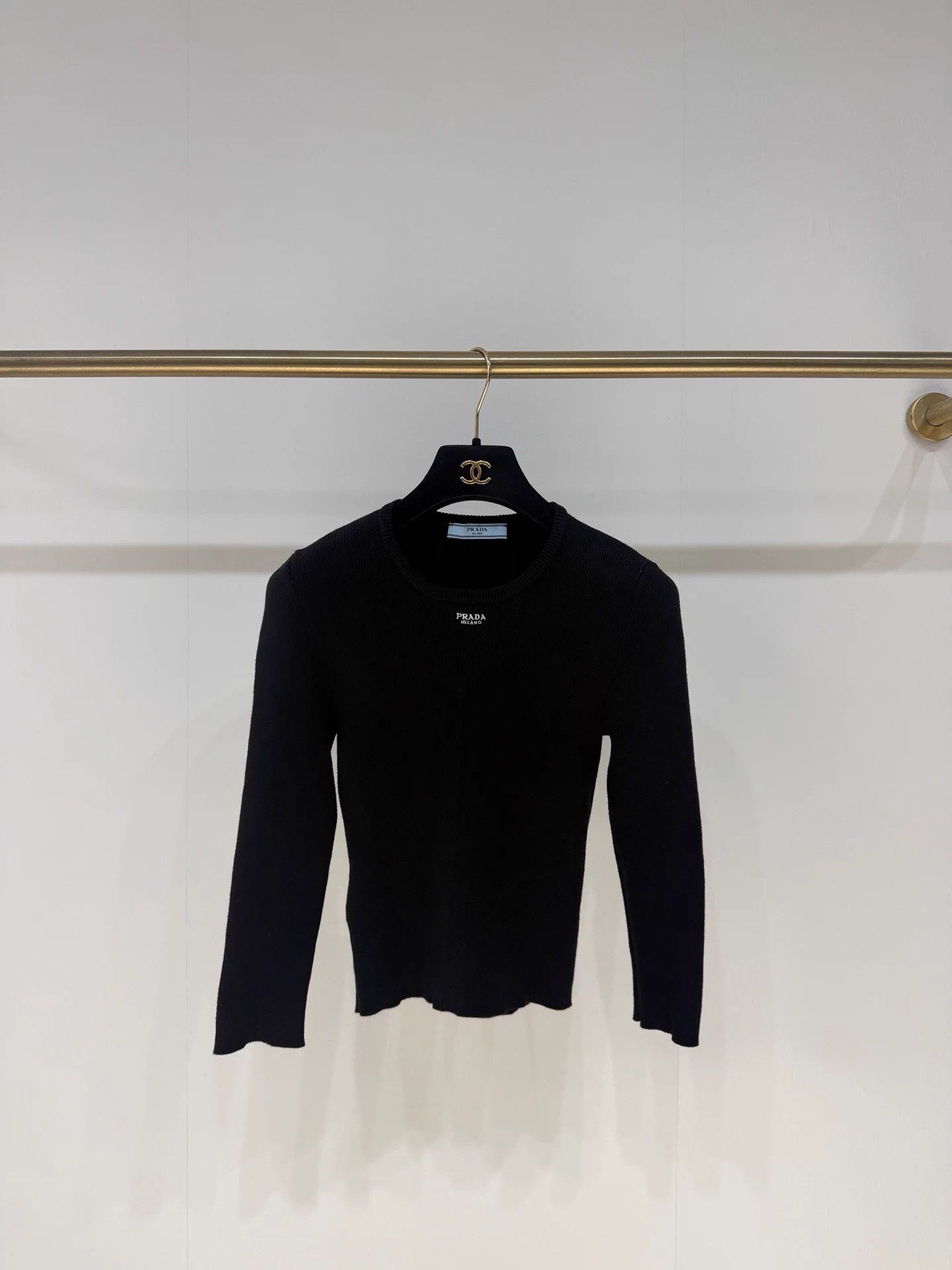 Prada Prada Small Logo Knit Top - New w/ Tags - Size 38 (S) Size S / US 4 / IT 40 - 1 Thumbnail