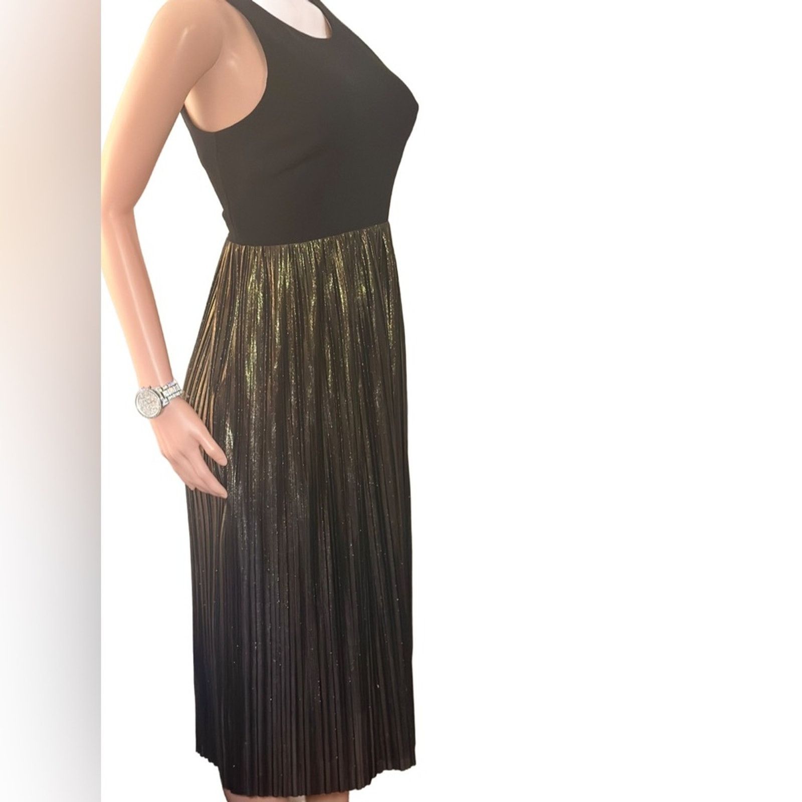 Gap Gap Black & Gold Sleeveless Knit Pleated Skirt Dress Size S / US 4 / IT 40 - 3 Thumbnail