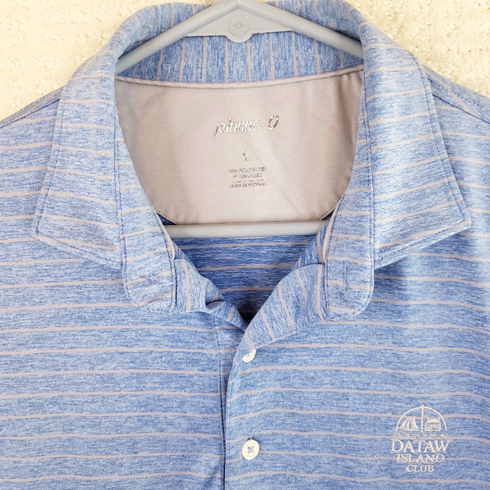 johnnie-O VINTAGE Johnnie-O Polo Shirt Men L Short Sleeve Blue Stripe with Pocket Logo Size US L / EU 52-54 / 3 - 4 Thumbnail