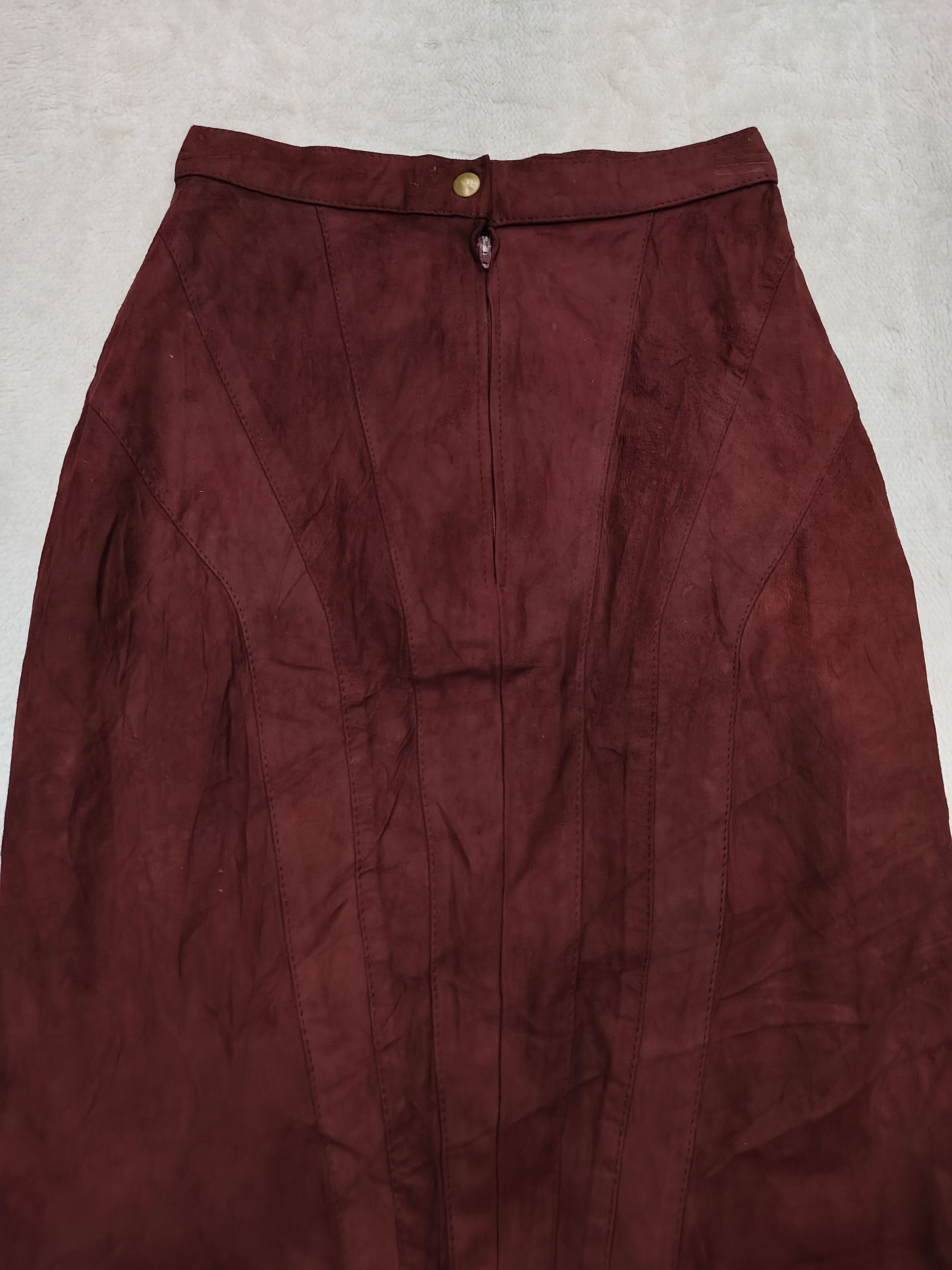 Vera Pelle 80s Zerbini -Vera Pelle Suede Maroon Knee Skirt Size 24" / US 00 / IT 34 - 5 Thumbnail