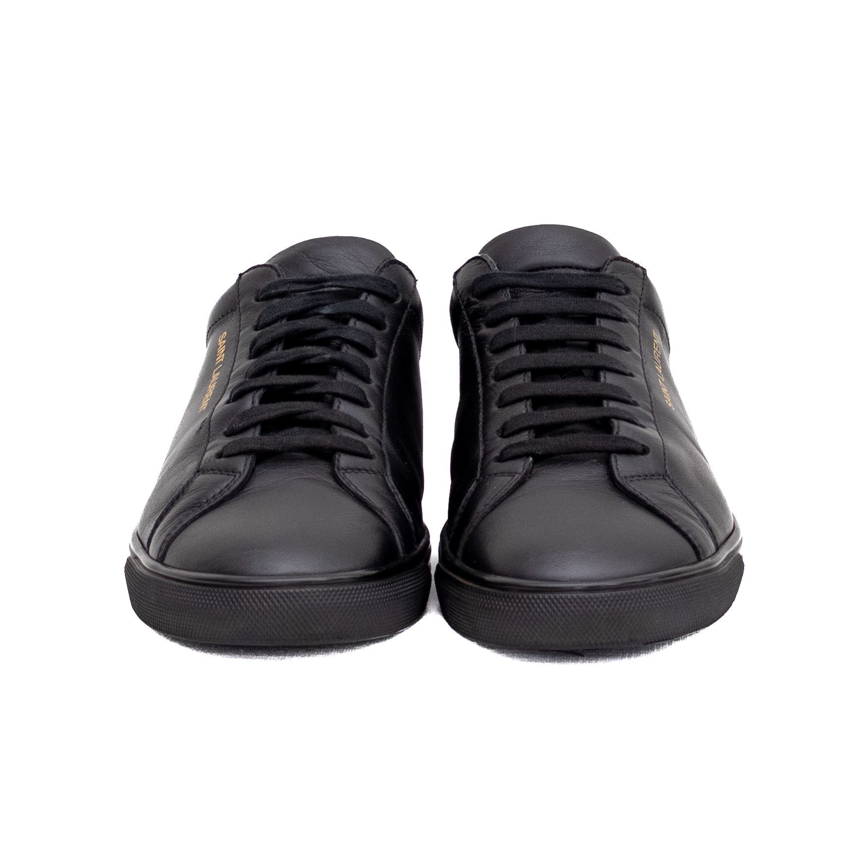Saint Laurent Paris SAINT LAURENT ANDY BLACK LEATHER LOGO SNEAKERS SZ 8 Size US 8 / EU 41 - 4 Thumbnail