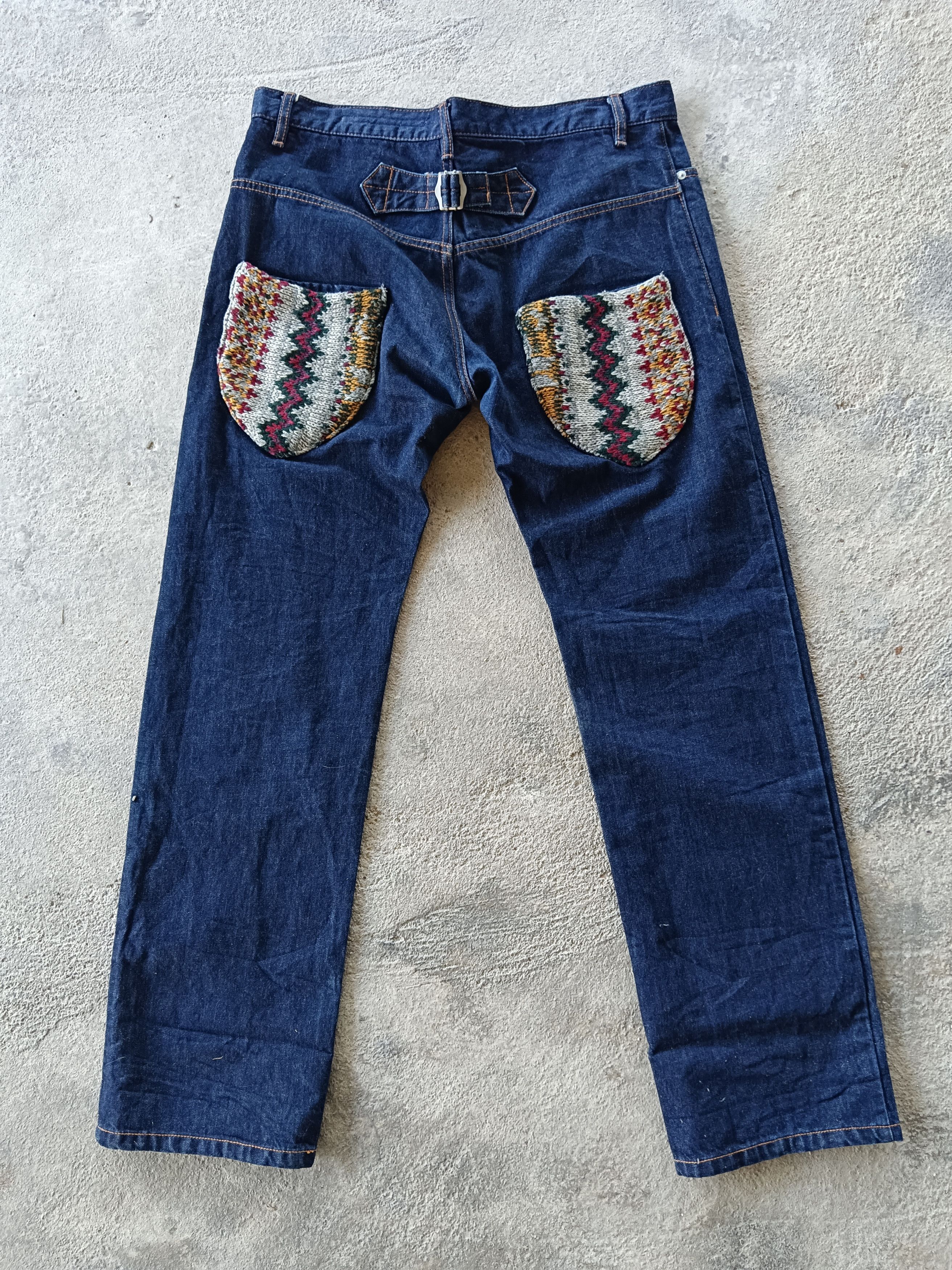 image of Sunaokuwahara By Issey Miyake Buckle Back Jeans in Dark Blue, Men's (Size 35)