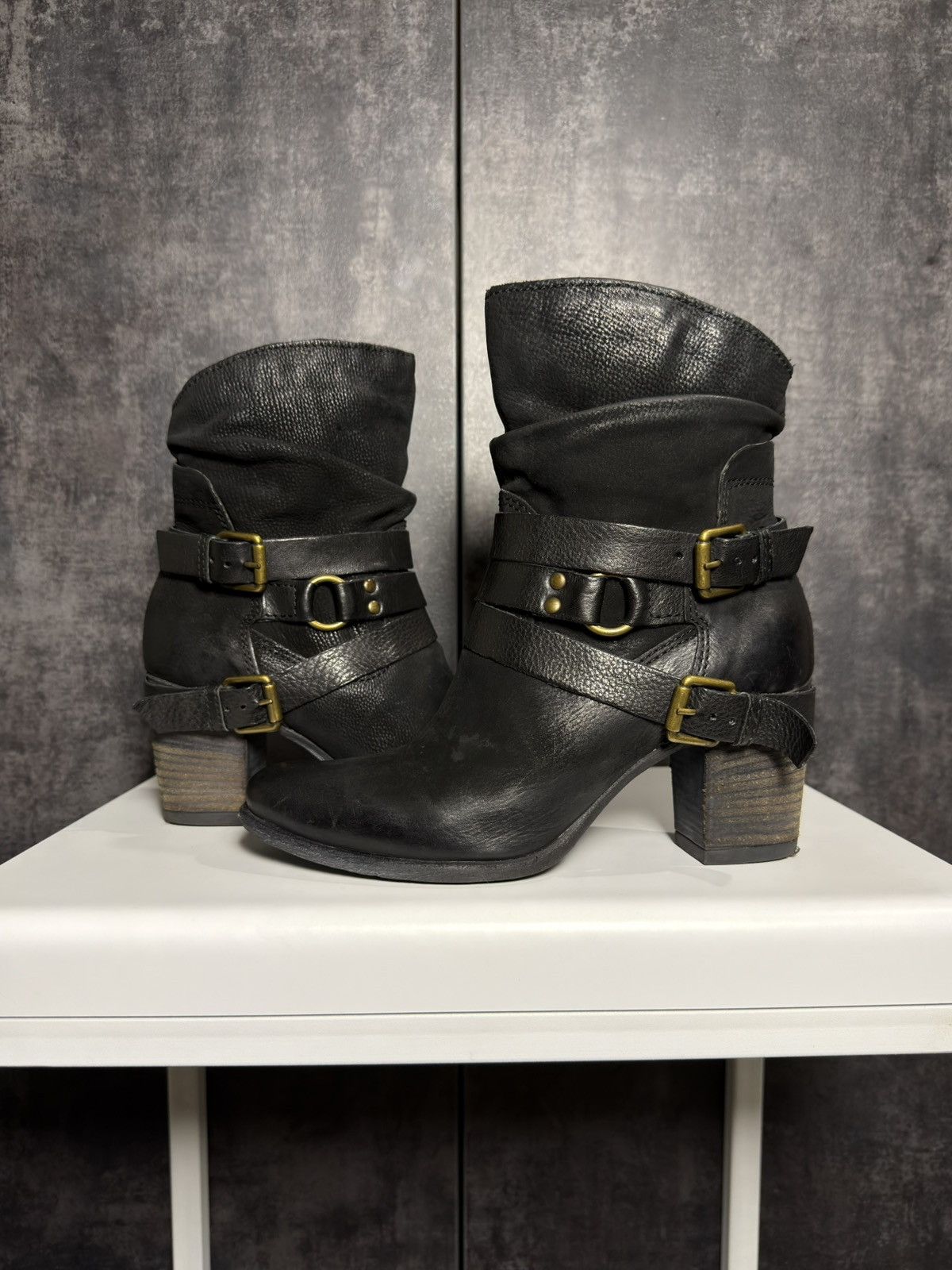 Vintage Vintage Leather Belted Heels Boots Western Owens Dirk Yohji Size US 9 / IT 39 - 2 Thumbnail