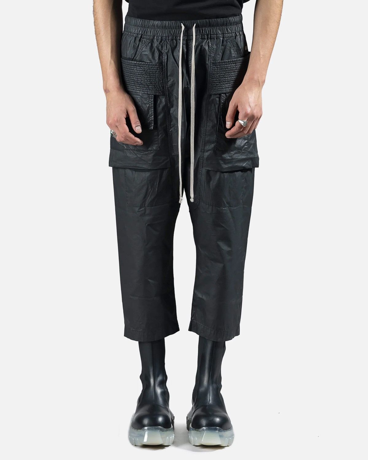 Rick Owens Drkshdw 🔥Rick Owens DRKSHDW Poplin Creatch Wax Cargo Cropped Pants Size US 32 / EU 48 - 18 Thumbnail