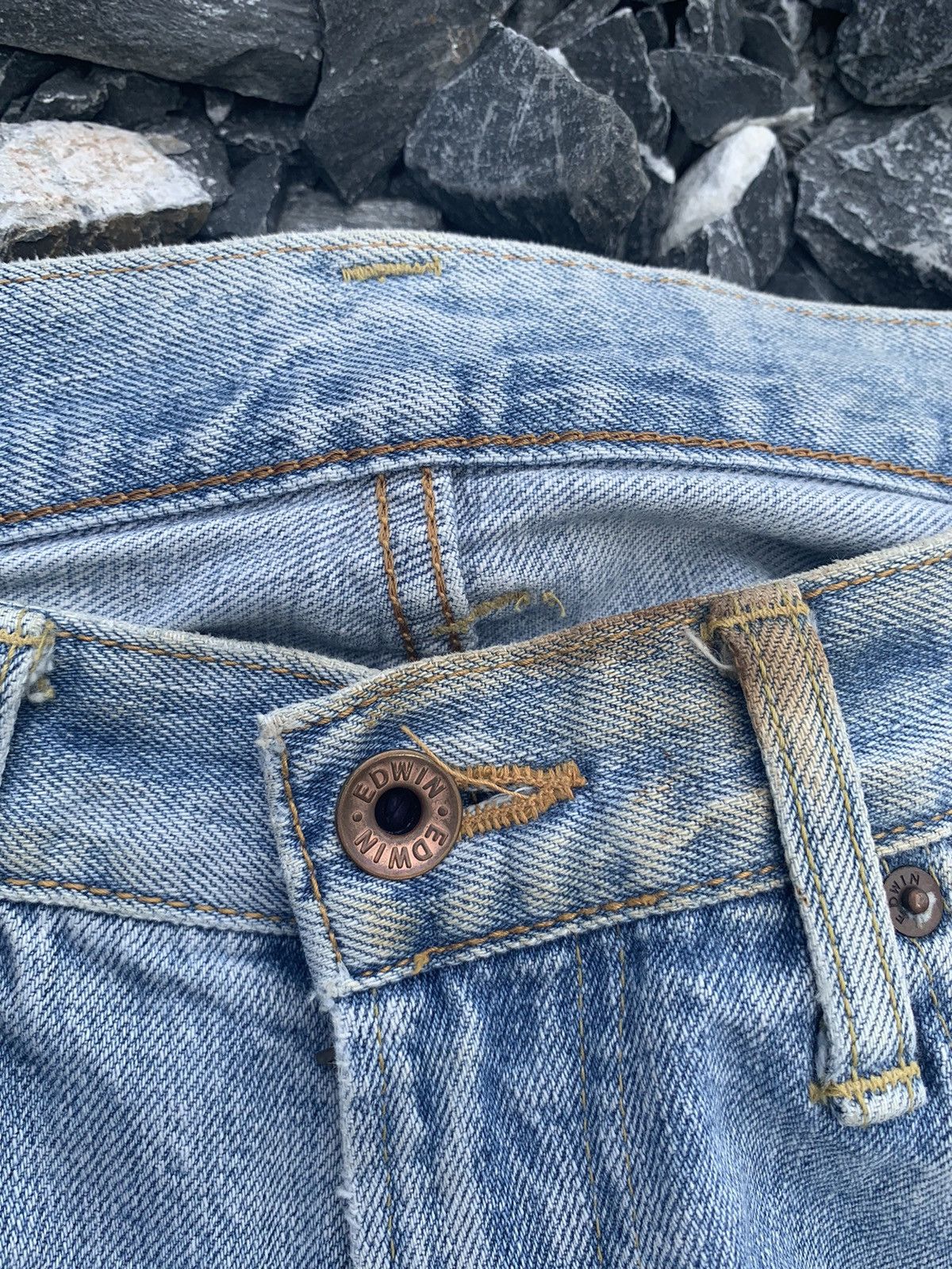 Edwin × Kapital × Vintage VINTAGE EDWIN 505X SELVEDGE BAGGY FADED DISTRESSED DENIM Size US 31 - 15 Thumbnail