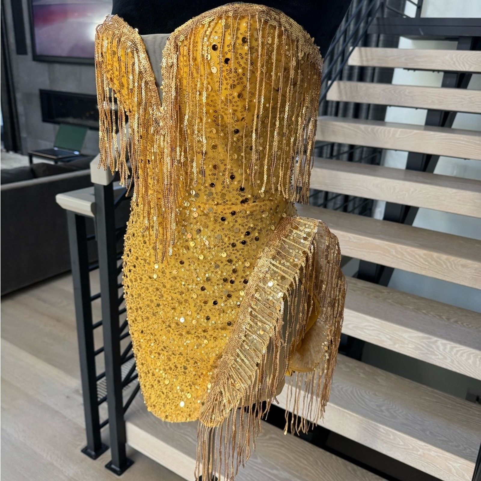 Other New Handmade Gold Sequin Strapless Dress size XS Size XS / US 0-2 / IT 36-38 - 11 Thumbnail