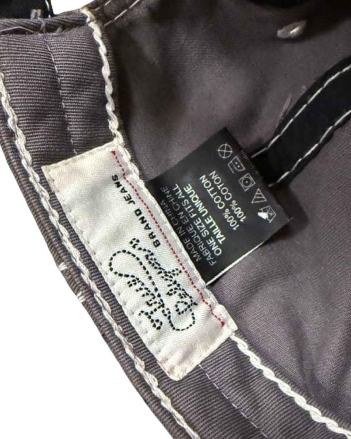 True Religion Distressed Sashiko Stitched Base Ball Cap Size ONE SIZE - 5 Thumbnail