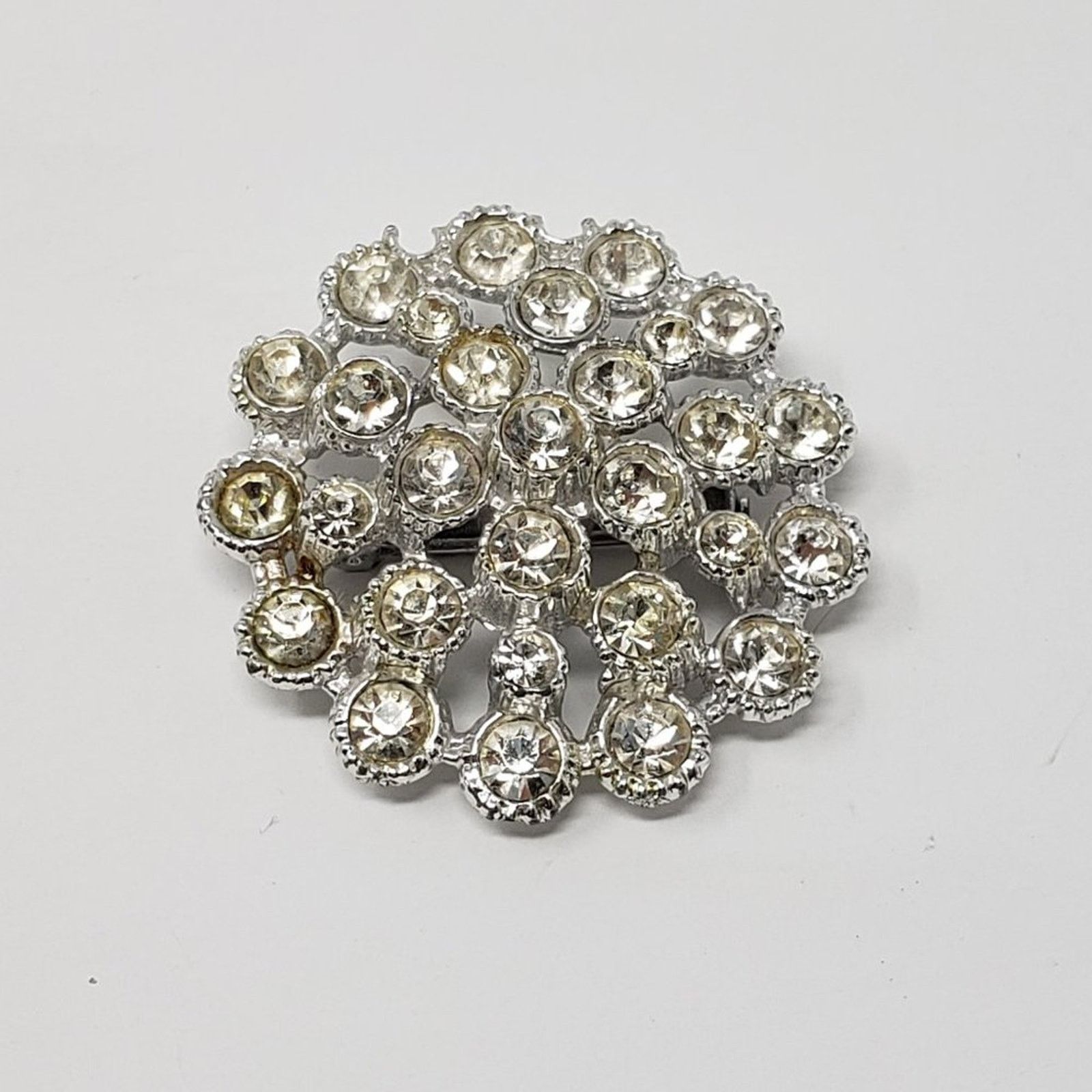 Other Silver-Tone Clear Gem Rhinestone Tiered Round Brooch Size ONE SIZE - 1 Thumbnail