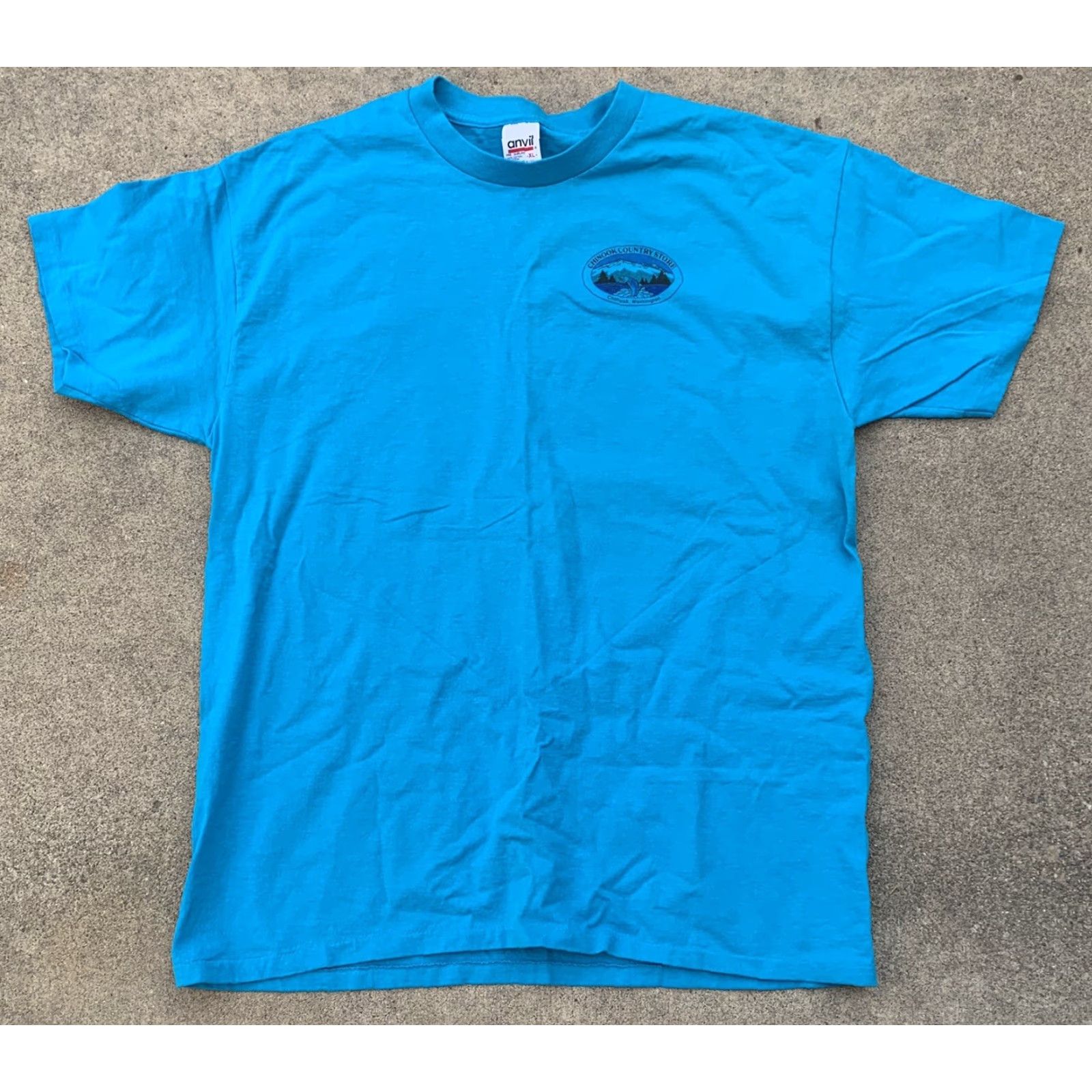 Anvil VINTAGE Anvil T-Shirt Mens Graphic Print XL Chinook Washington Blue Cotton Jersey Single Stitch Size US XL / EU 56 / 4 - 7 Thumbnail