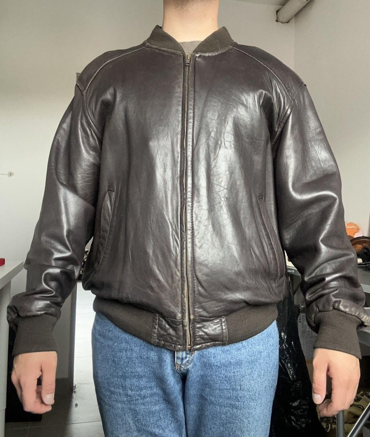 Vintage Vintage Brown Leather Jacket Travis Scott Grailed
