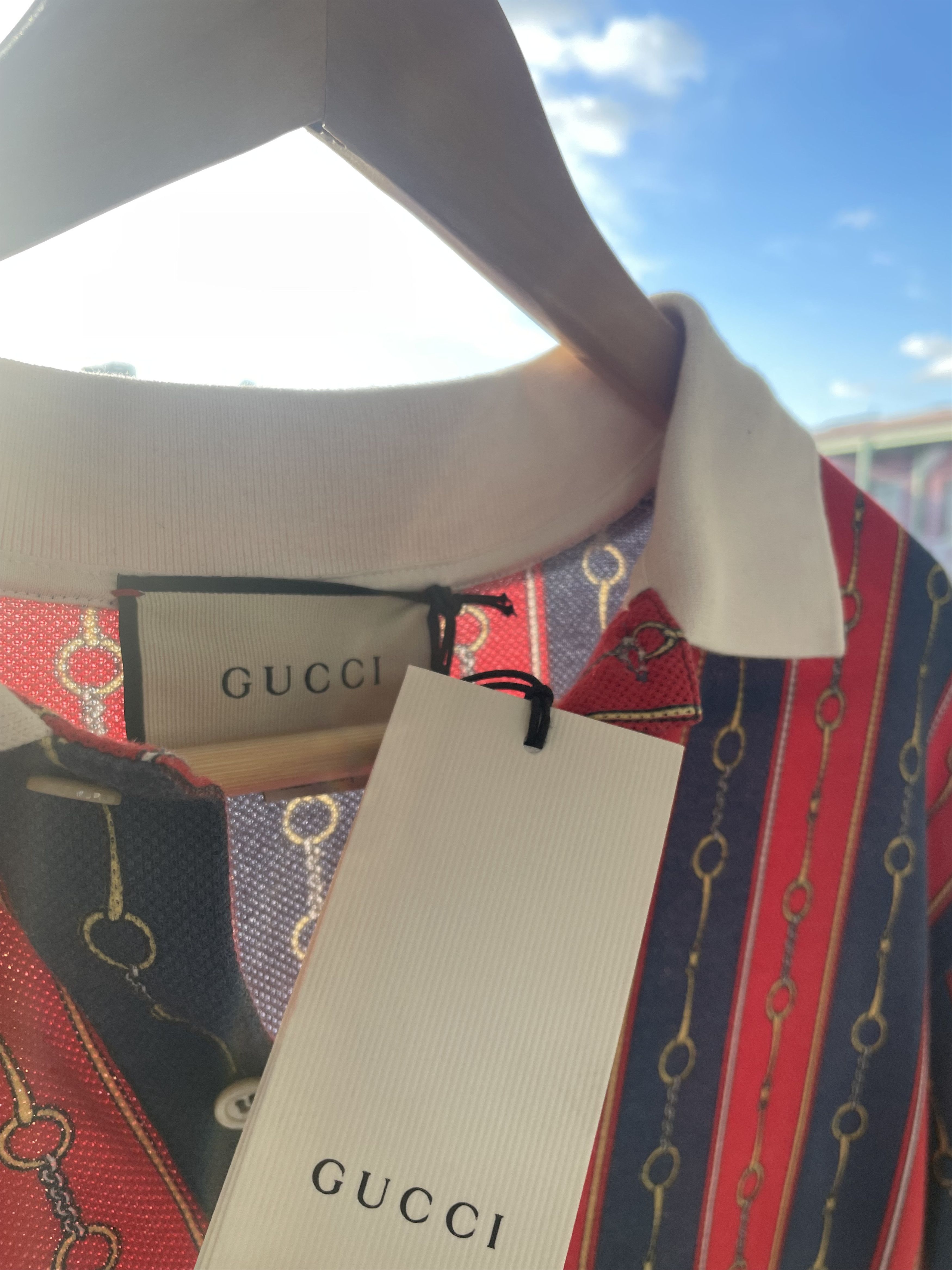 Gucci Gucci Red and Blue Chain Polo Size US L / EU 52-54 / 3 - 2 Thumbnail