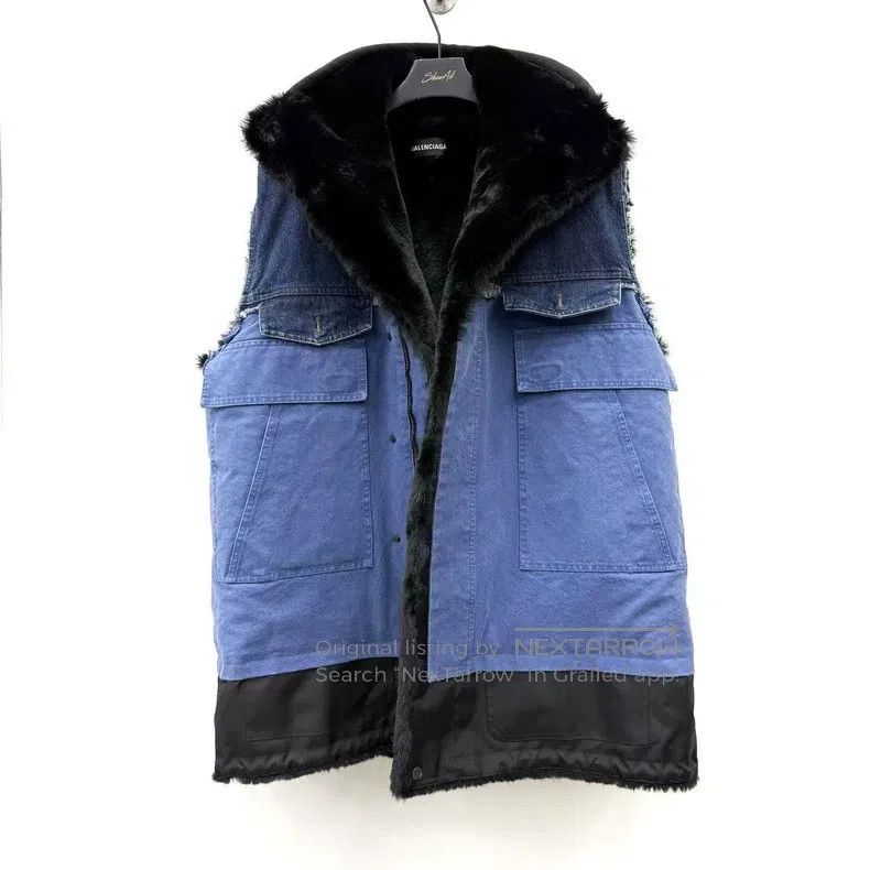 Balenciaga Balenciaga Denim and Leather Patchwork Vest Size S / US 4 / IT 40 - 1 Thumbnail
