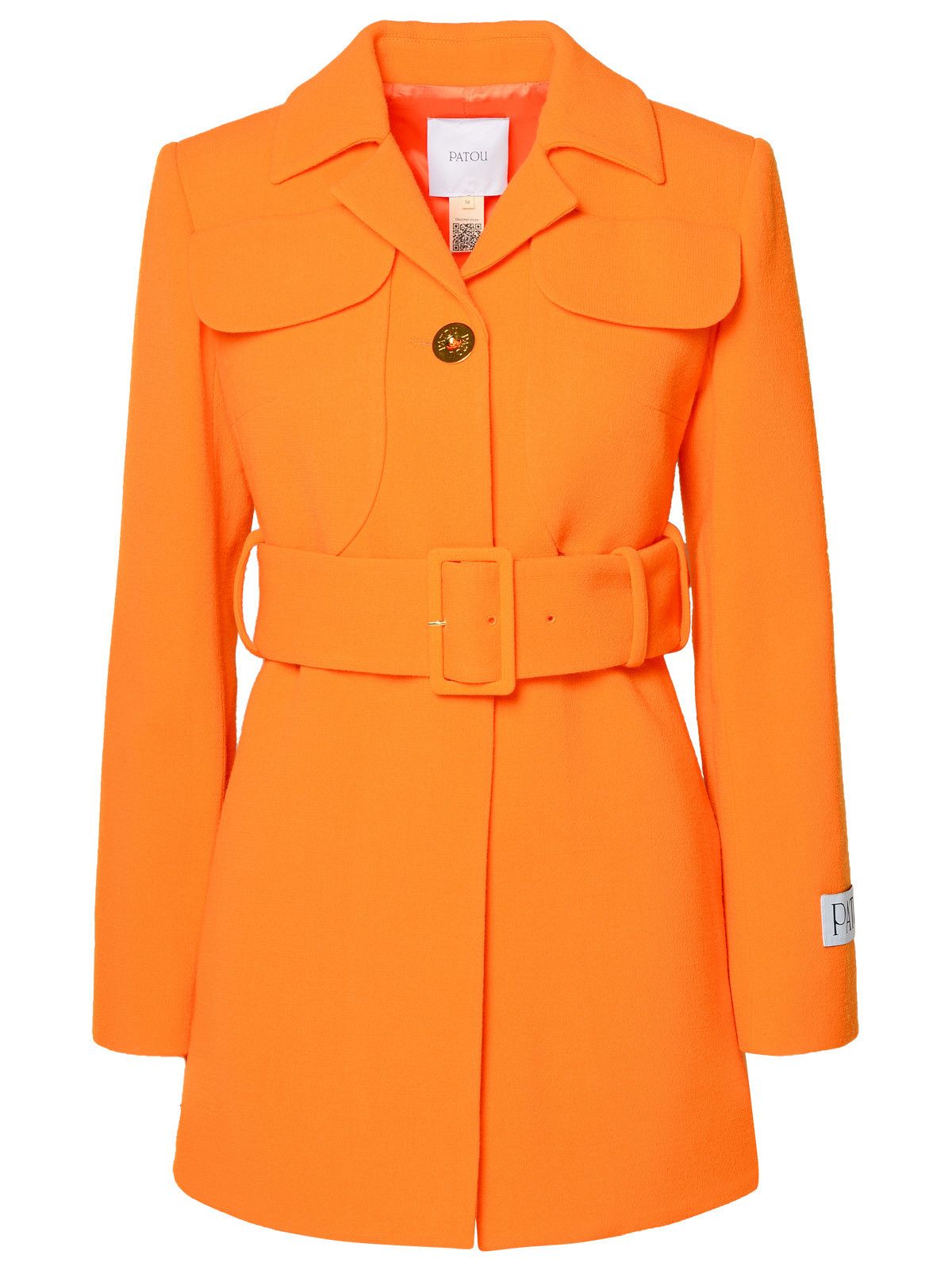 image of Patou Orange Virgin Wool Coat, Women's (Size Medium)