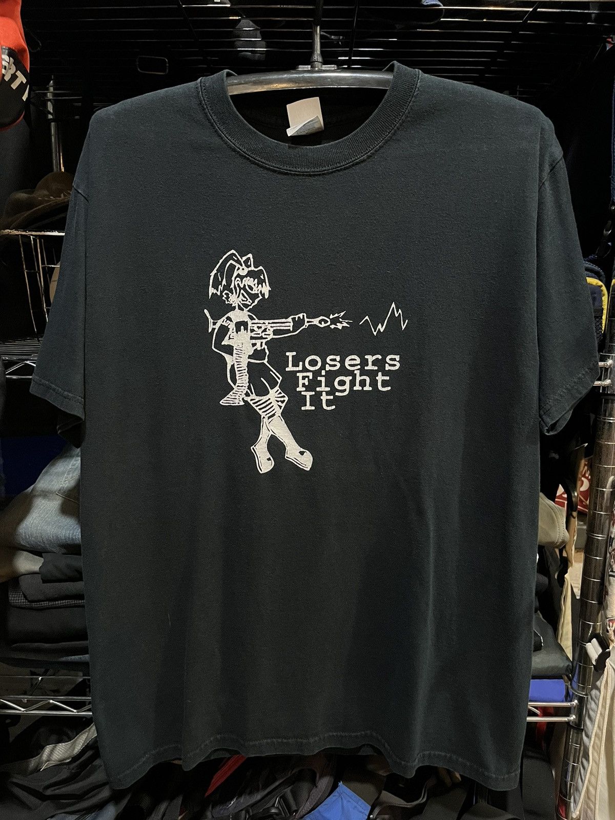 Vintage Loser Fight It Cartoon Tee Y2K Size US M / EU 48-50 / 2 - 1 Thumbnail